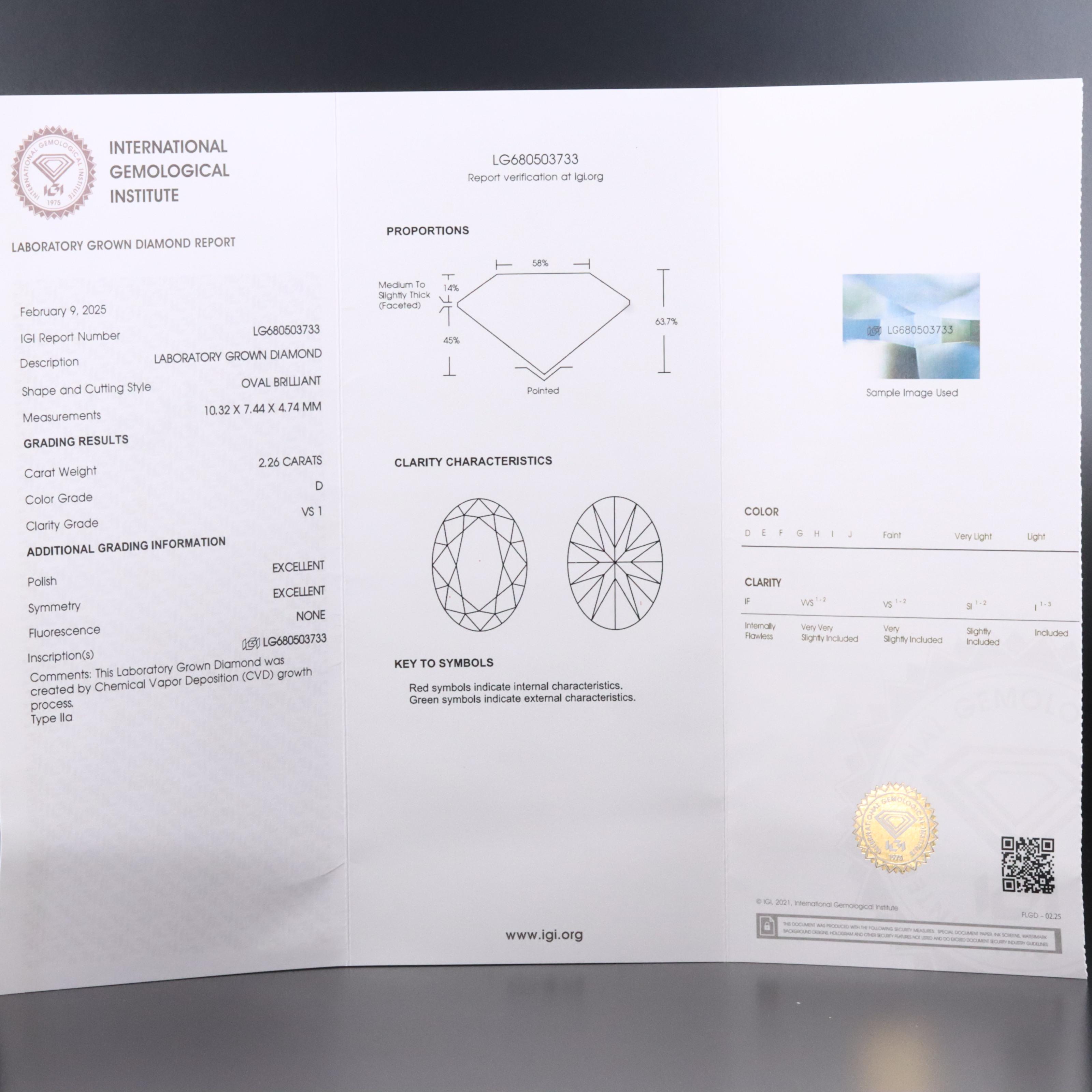 14K 3.78 CTW Lab Grown Diamond Ring with Open Shank Design and IGI Reports
