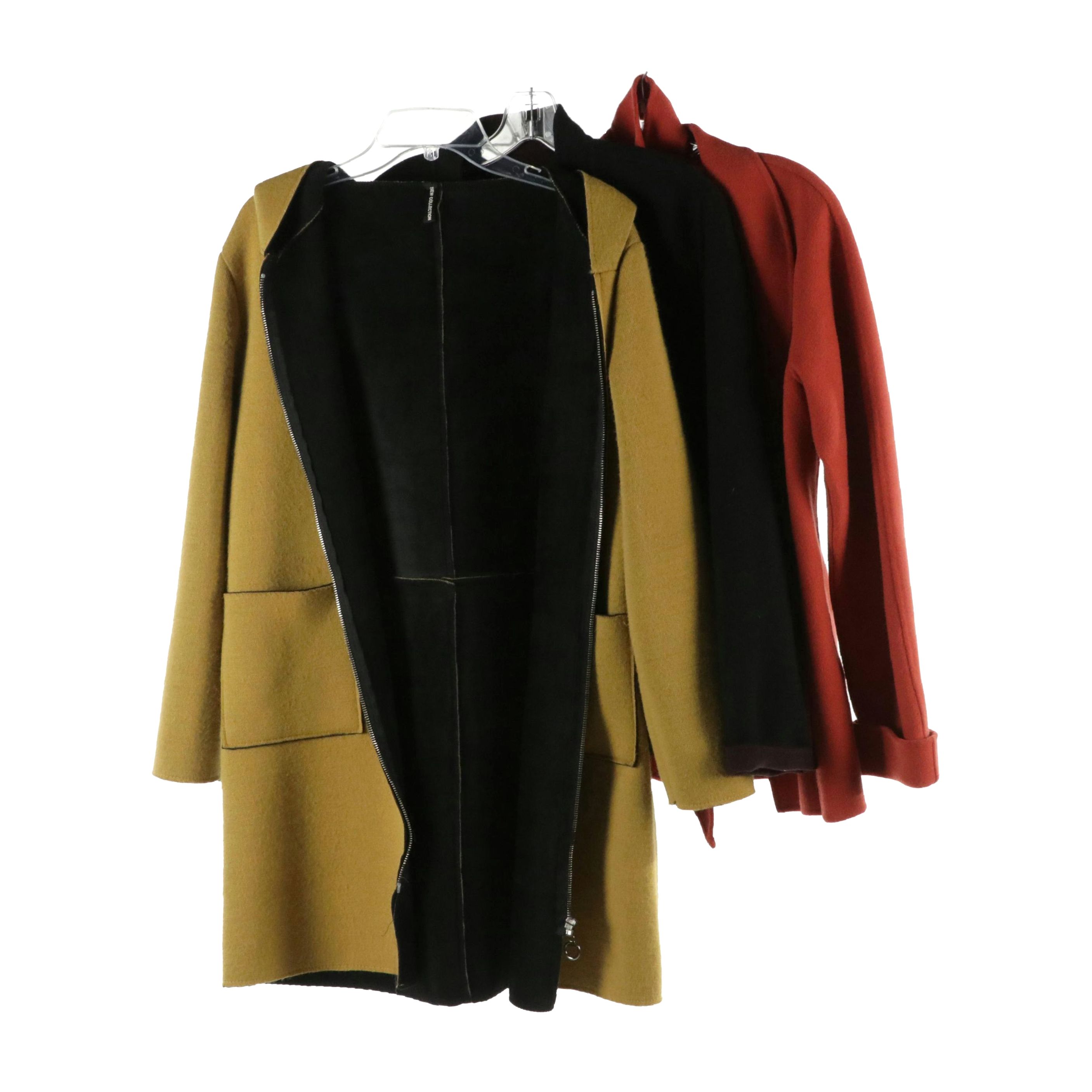Carole Little and Other Reversible Wool Coat, New Collection Hooded Zip Jacket