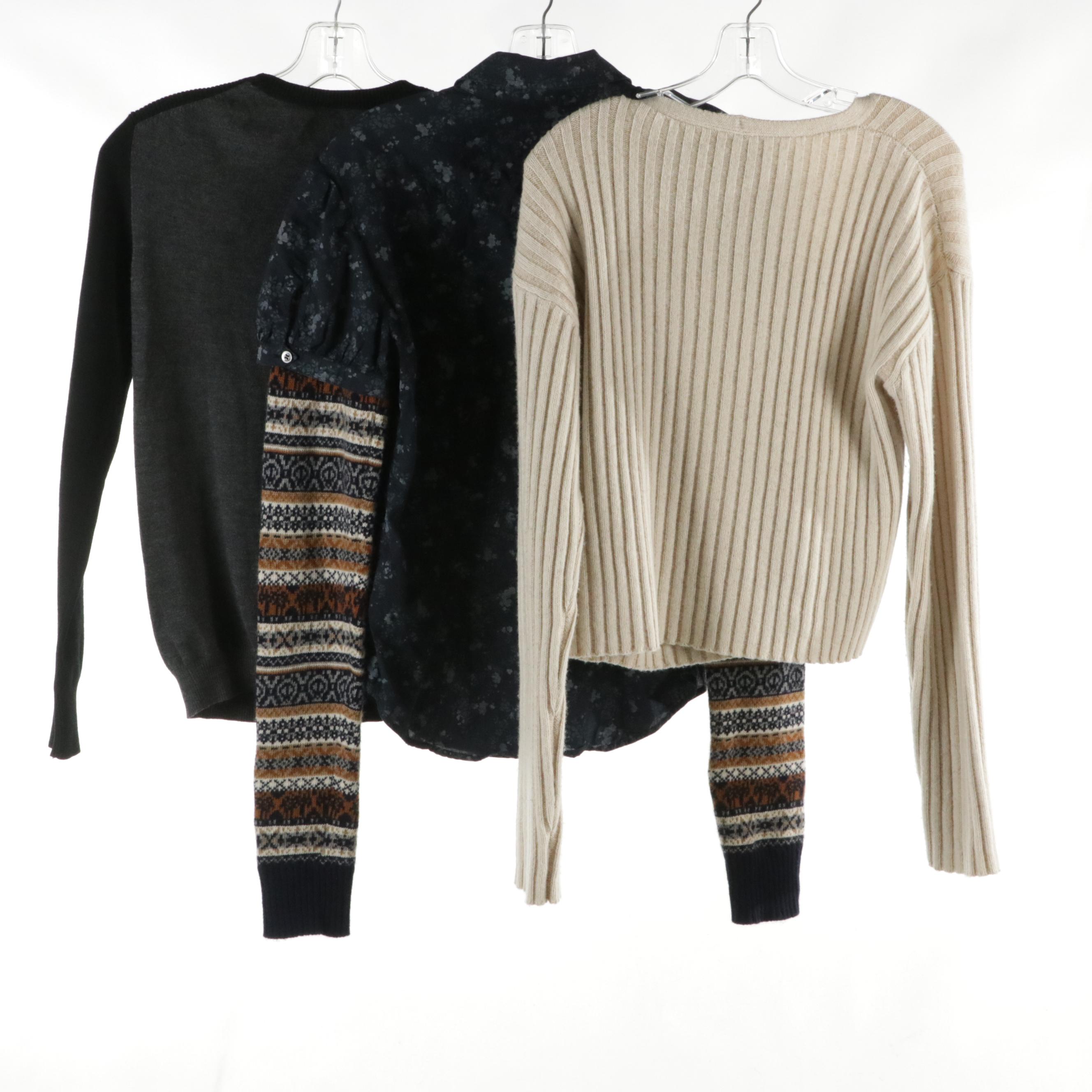 Alexander McQueen Wool Sweater & Long Sleeve Top With InterMix Cashmere Sweater