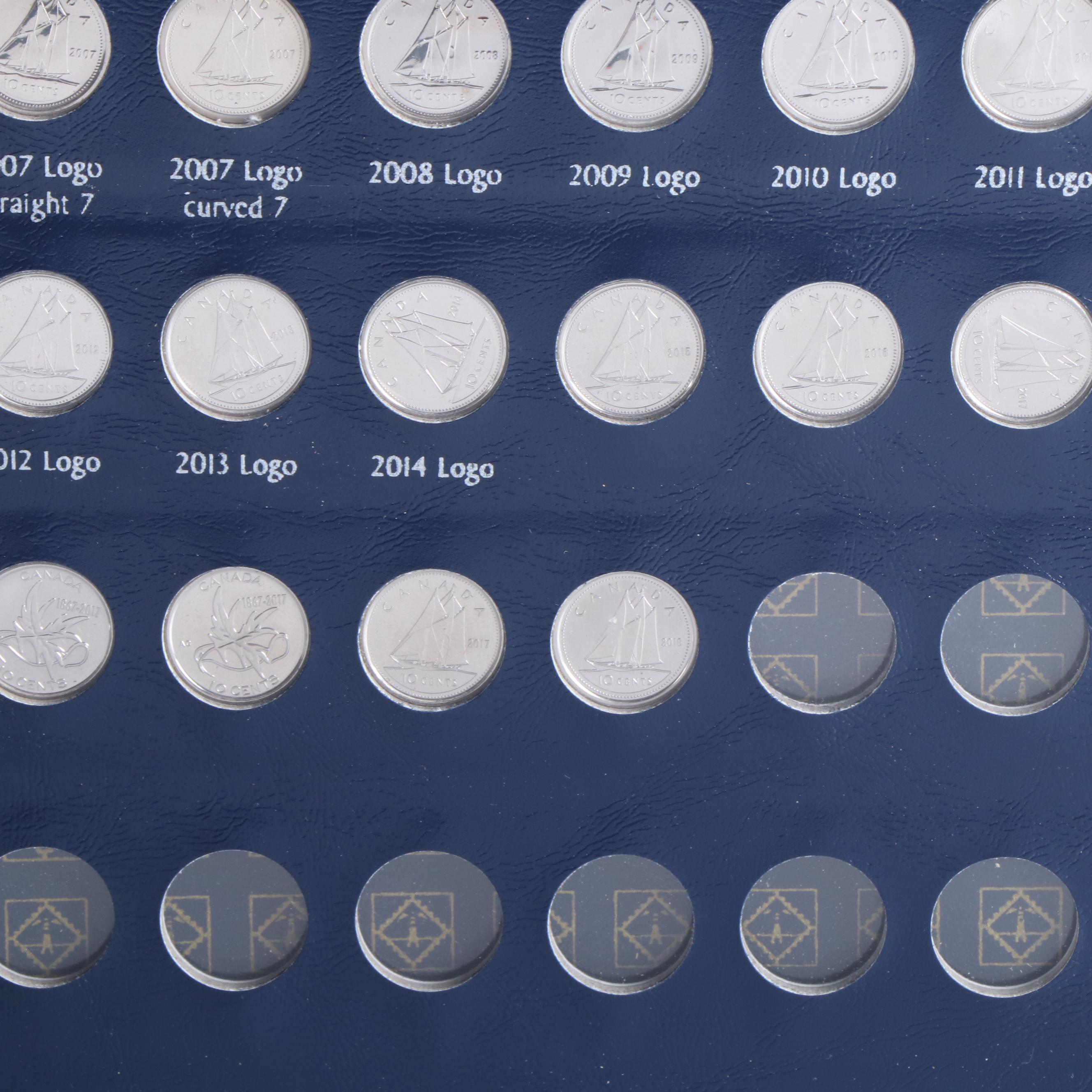 Partial Canada Ten Cents Collection with 166 Coins from 1858-2015