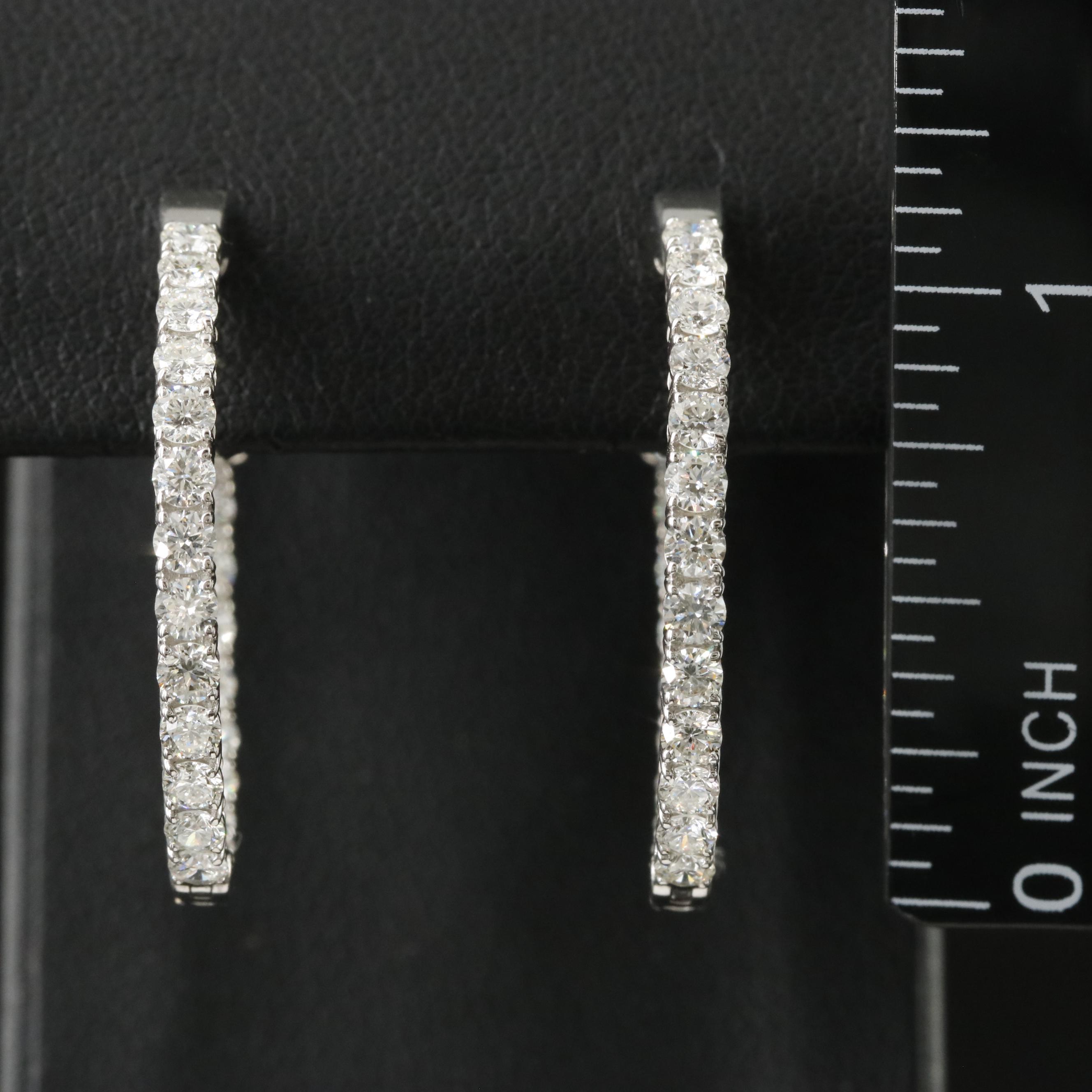 Platinum 2.81 CTW Diamond Inside Out Hoop Earrings