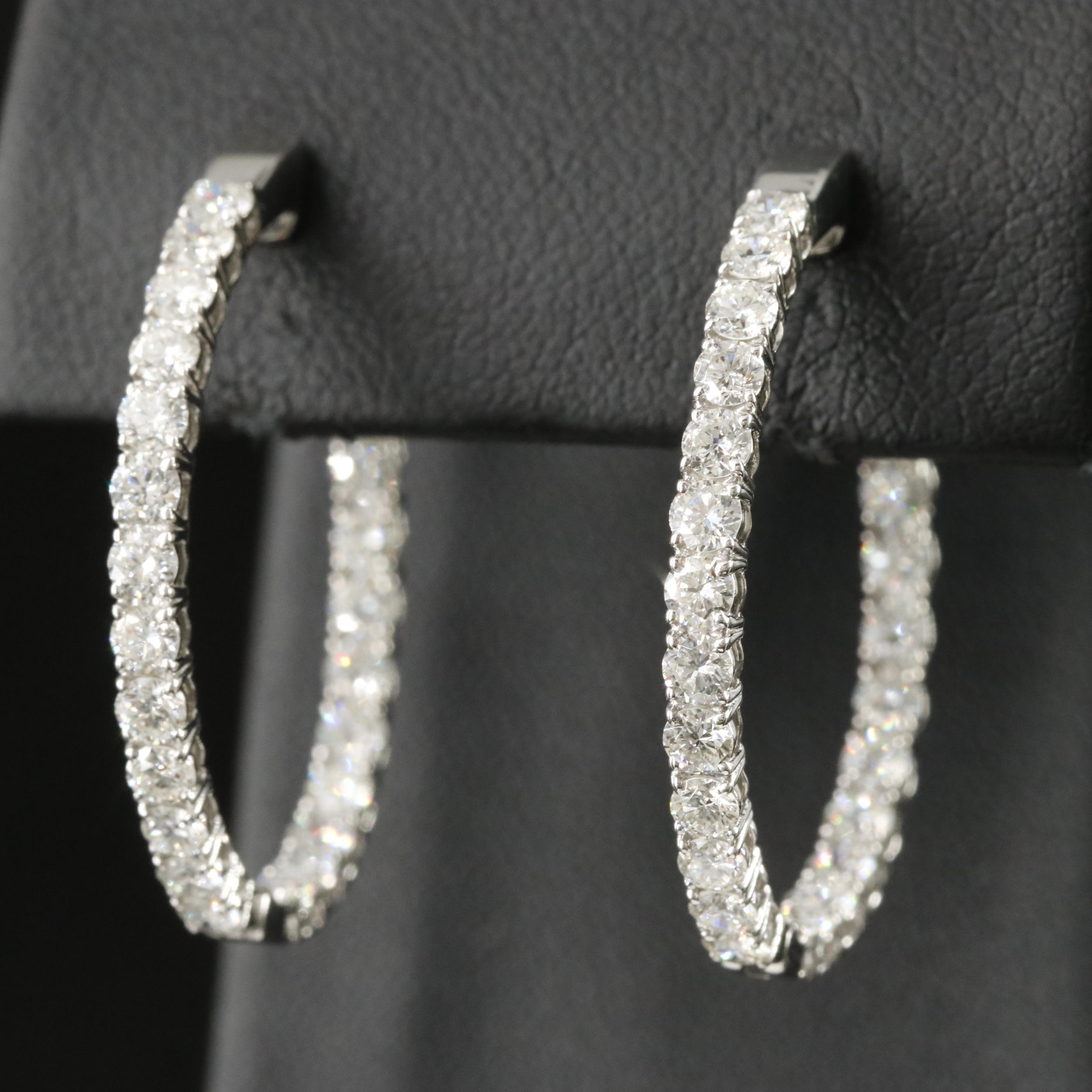 Platinum 2.81 CTW Diamond Inside Out Hoop Earrings