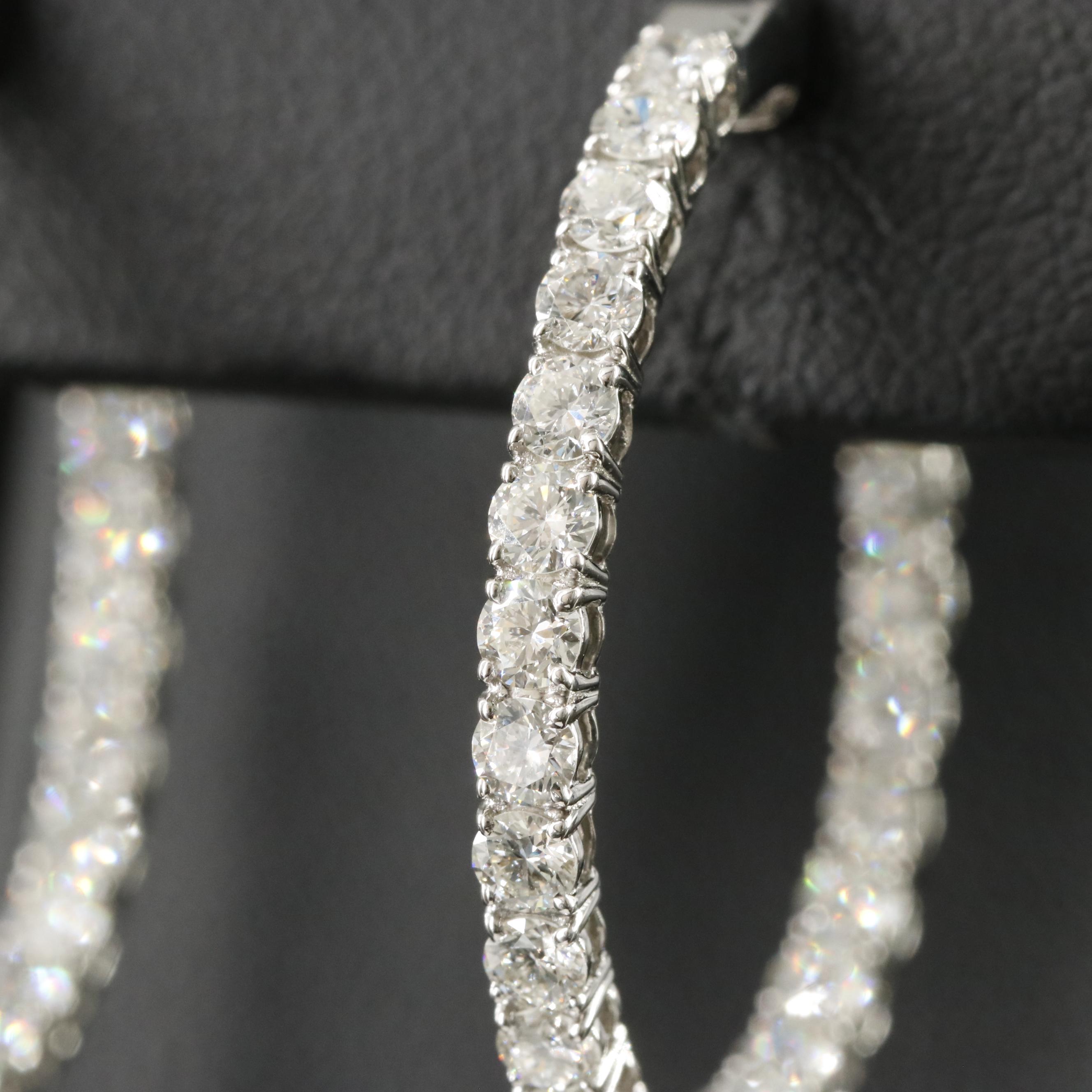 Platinum 2.81 CTW Diamond Inside Out Hoop Earrings