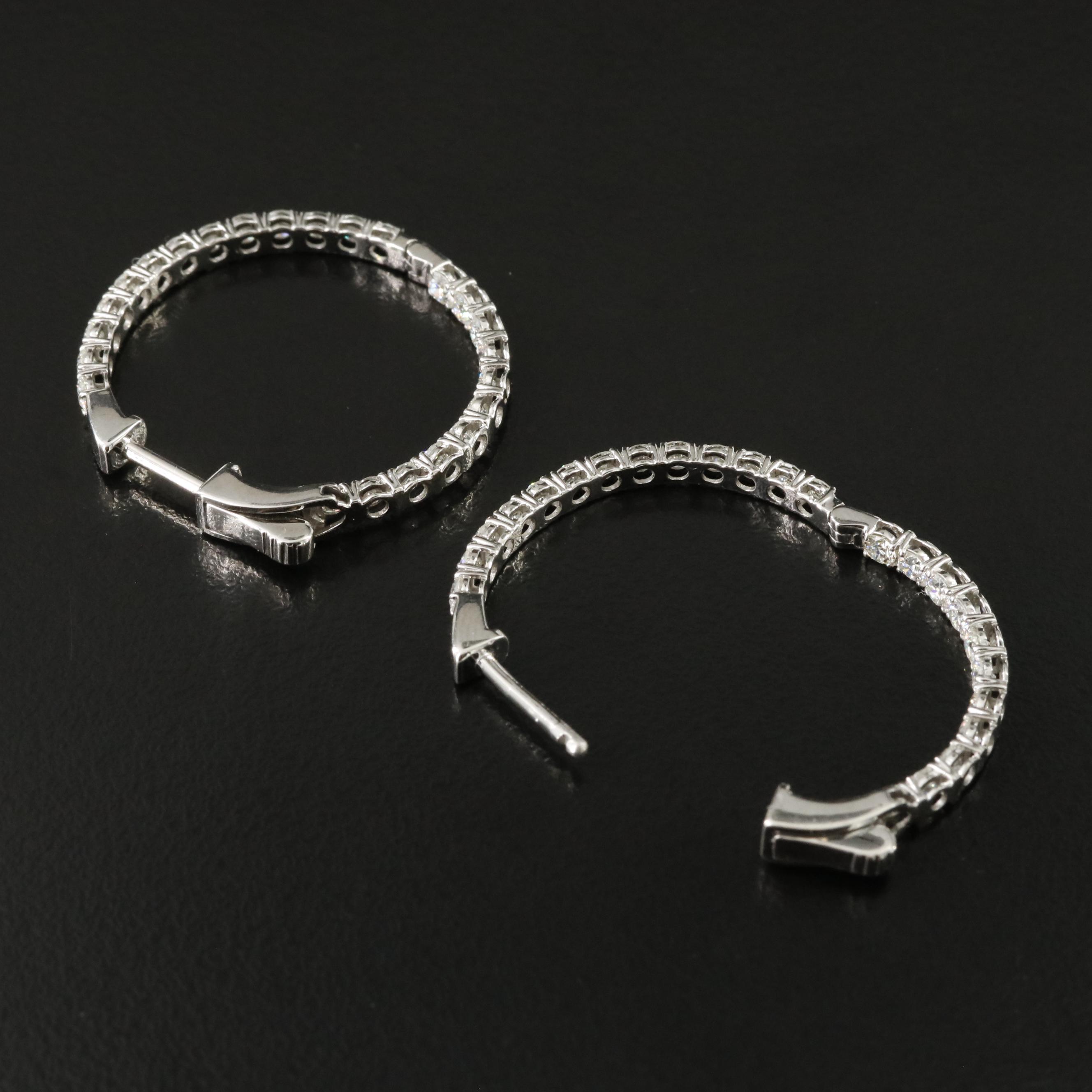 Platinum 2.81 CTW Diamond Inside Out Hoop Earrings