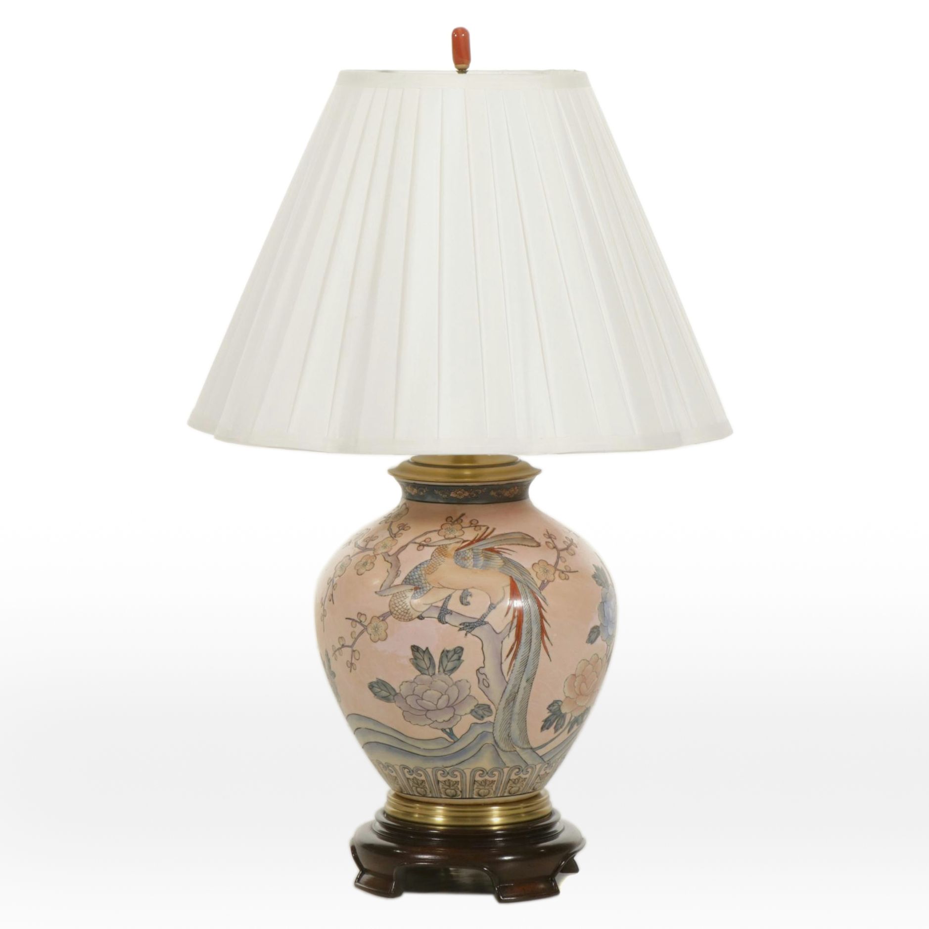 Chinese Pink Ceramic Vase-Shaped Table Lamp