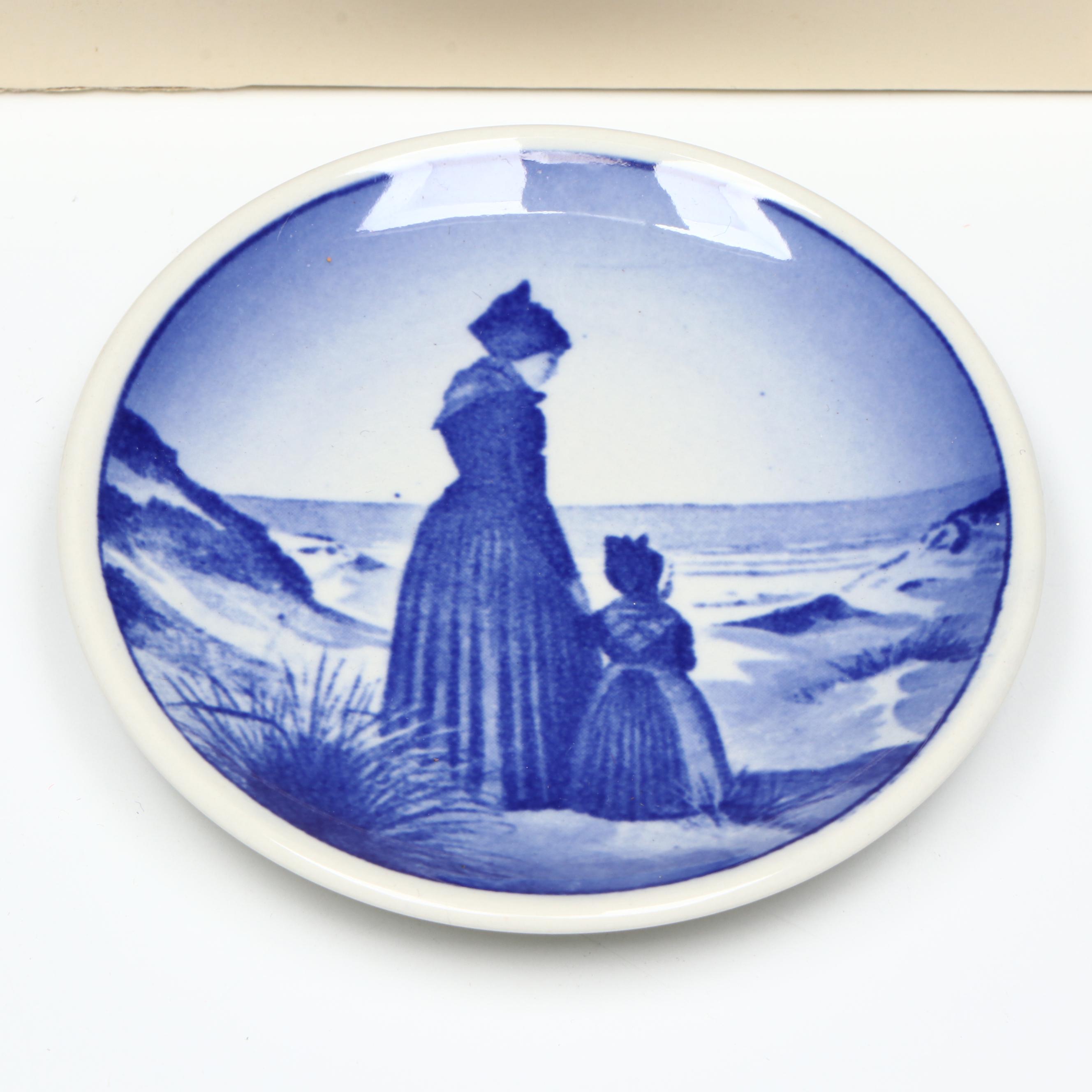 Fenton "A Portrait of Liberty" Glass Plate with Danish Porcelain Trinket Dishes