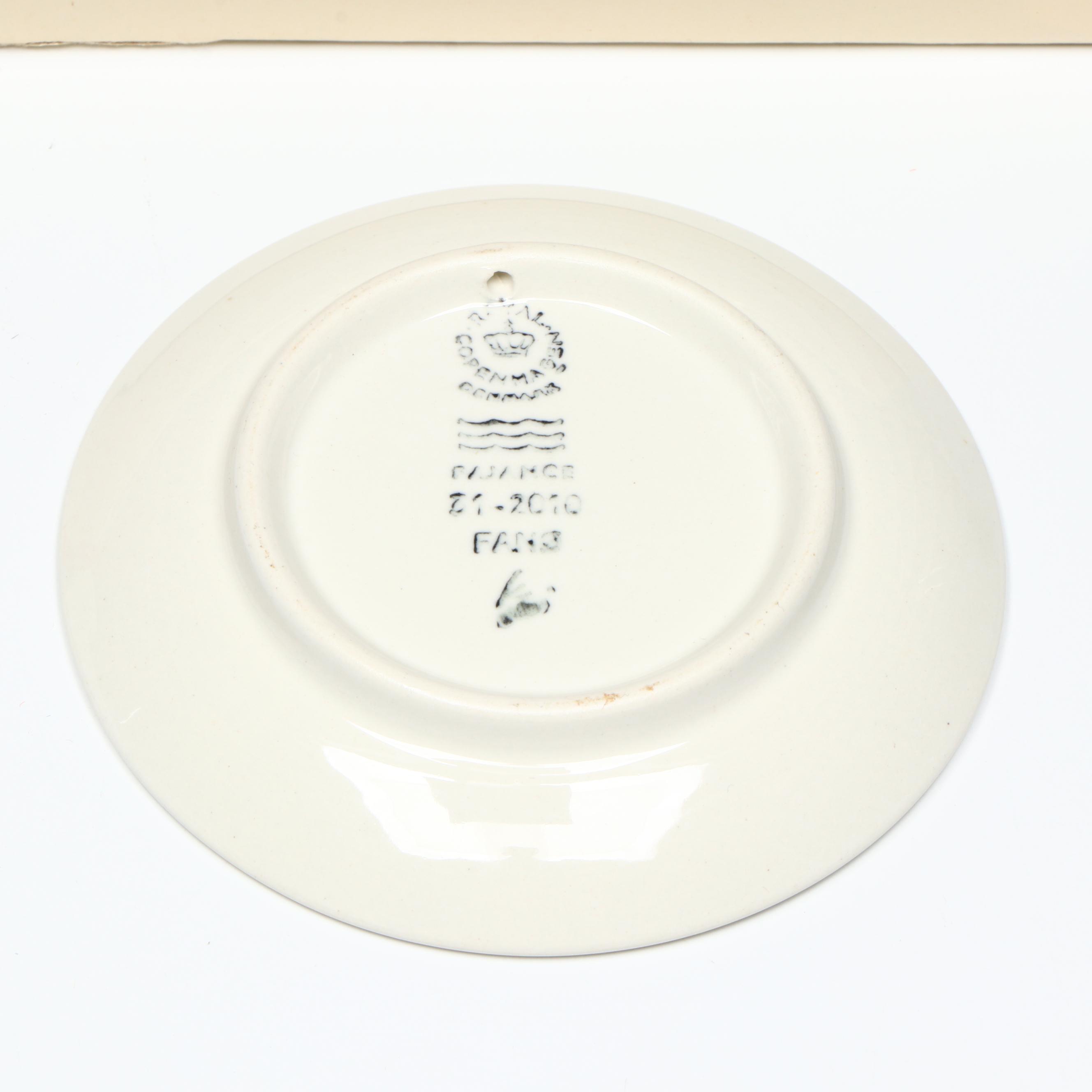 Fenton "A Portrait of Liberty" Glass Plate with Danish Porcelain Trinket Dishes