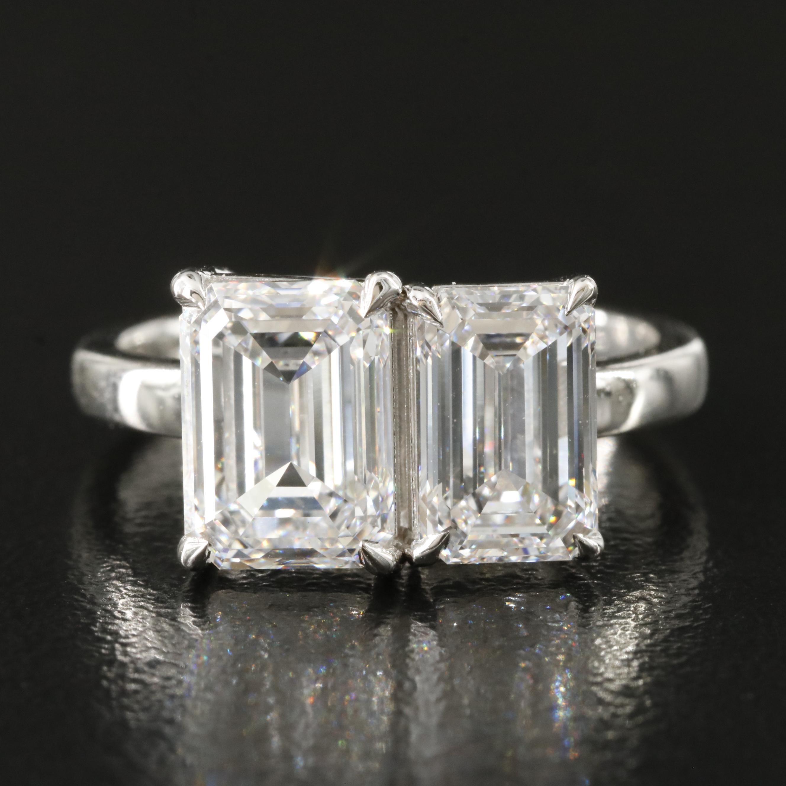 14K 4.03 CTW Lab Grown Diamond Toi et Moi Ring with IGI Reports