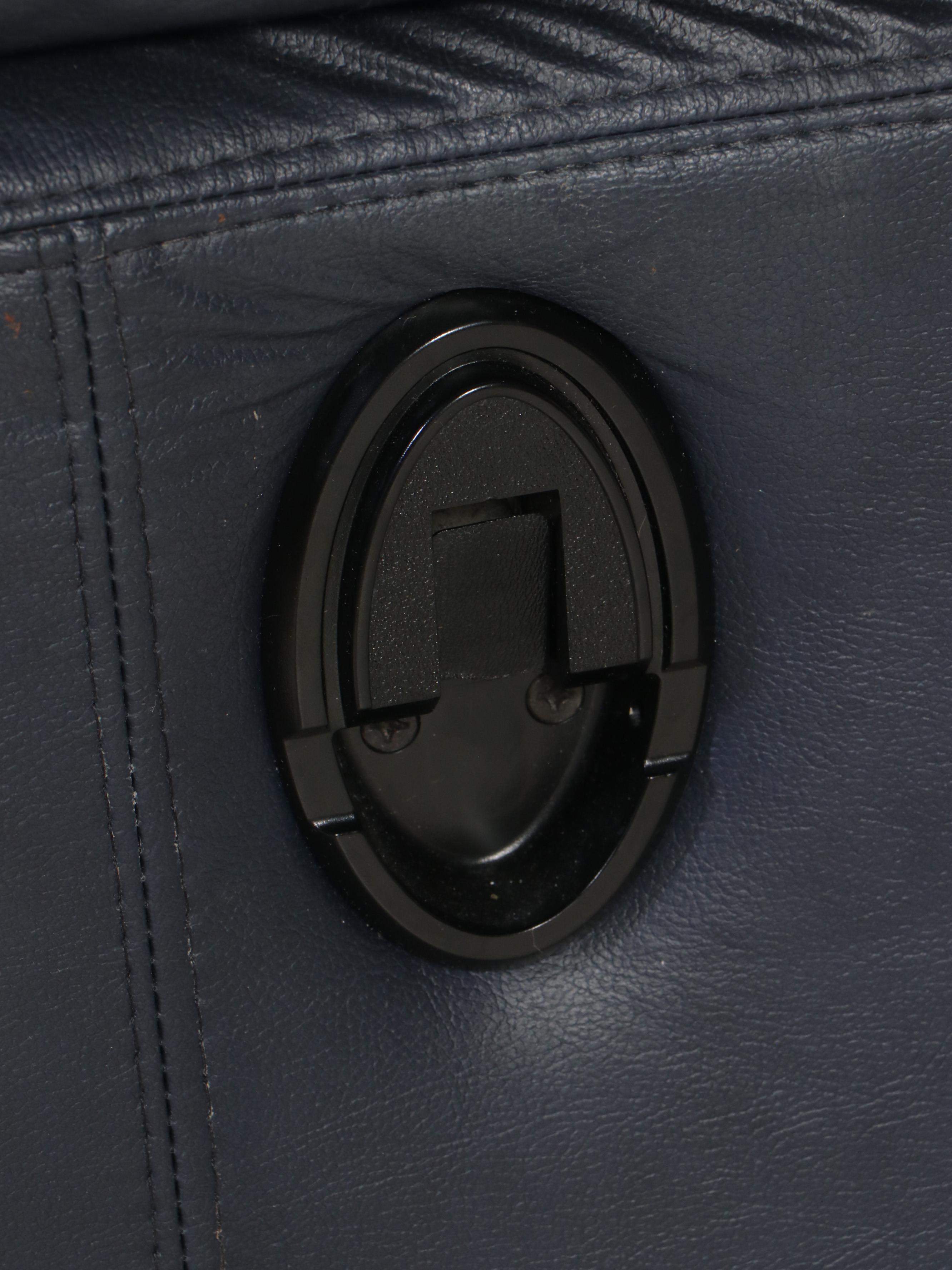 Blue Leather Upholstered Two-Piece Reclining Sectional Sofa