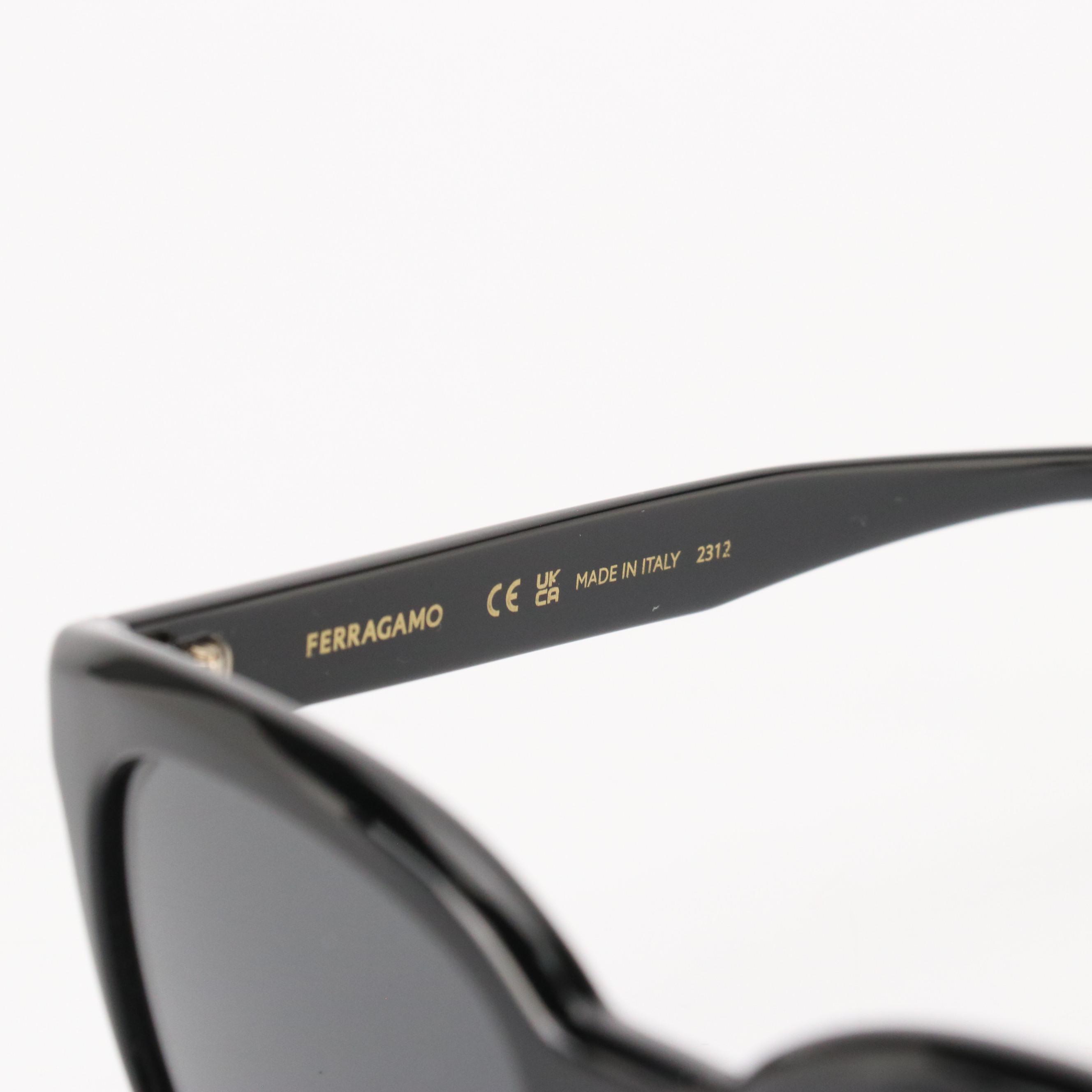 Salvatore Ferragamo SF2000S Black Cat Eye Sunglasses with Case and Box