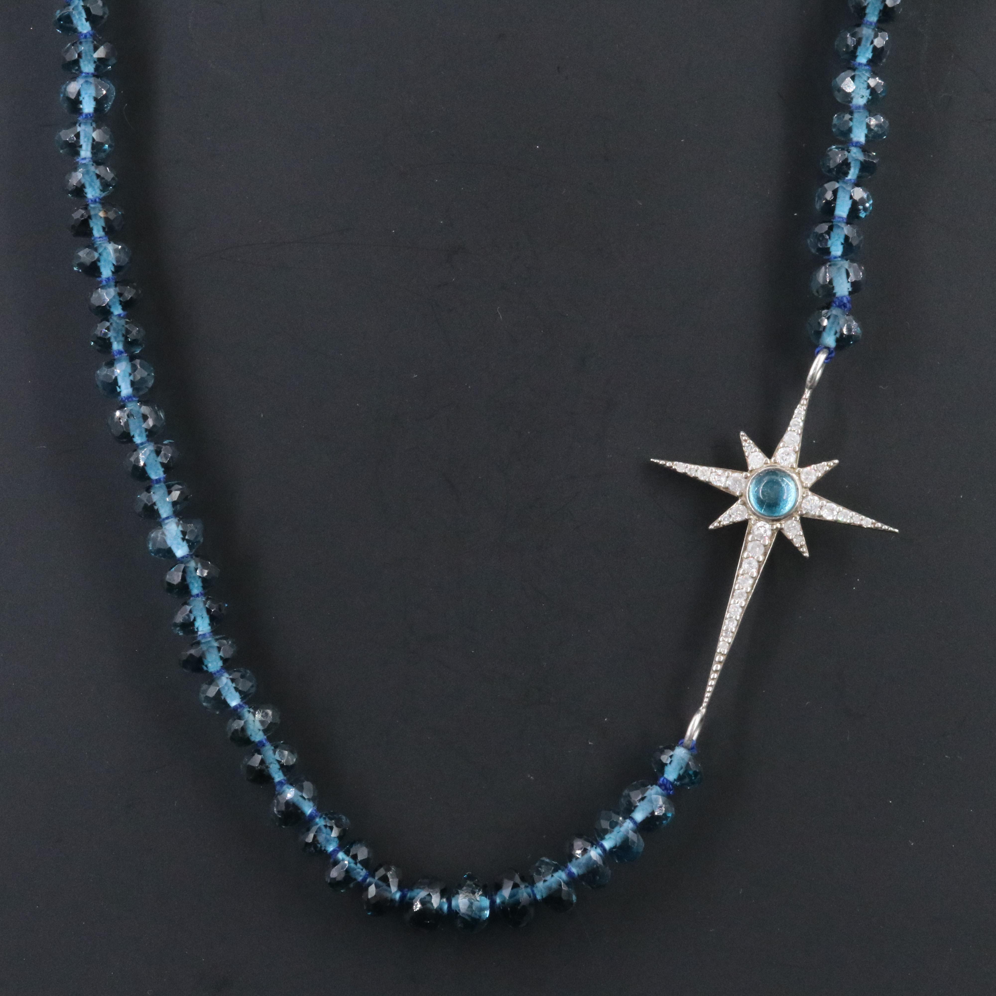 Sheryl Lowe Sterling London Blue Topaz and Diamond Star Necklace