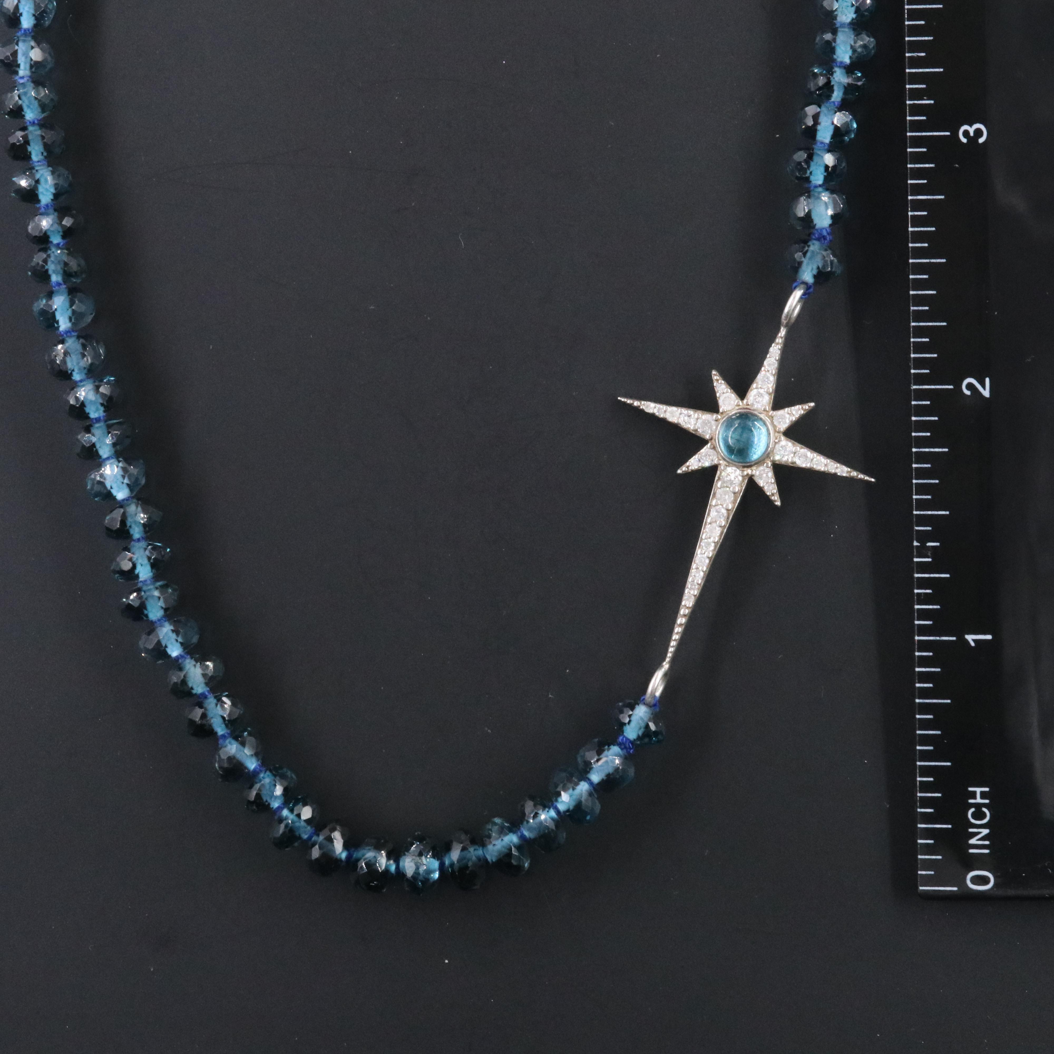 Sheryl Lowe Sterling London Blue Topaz and Diamond Star Necklace