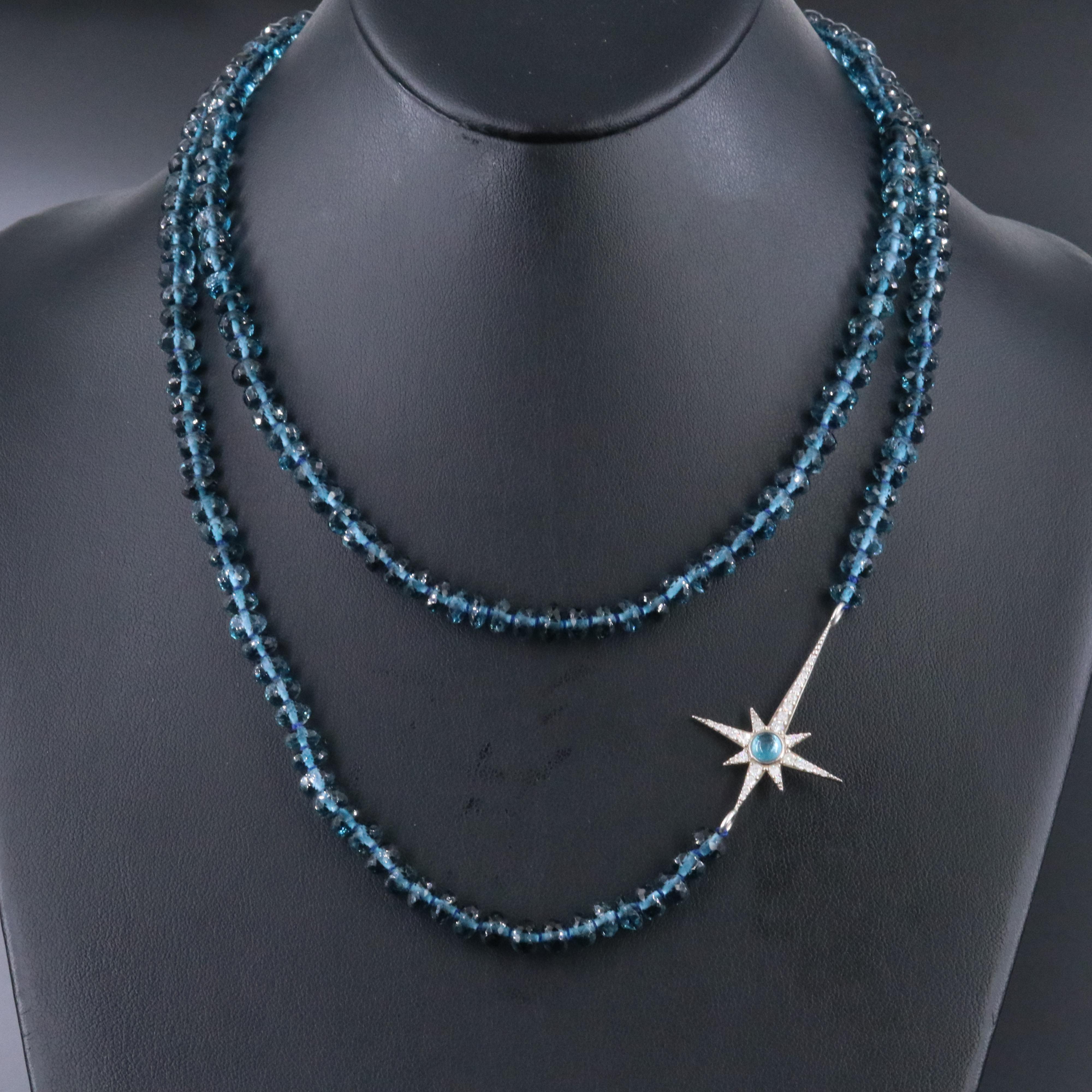 Sheryl Lowe Sterling London Blue Topaz and Diamond Star Necklace