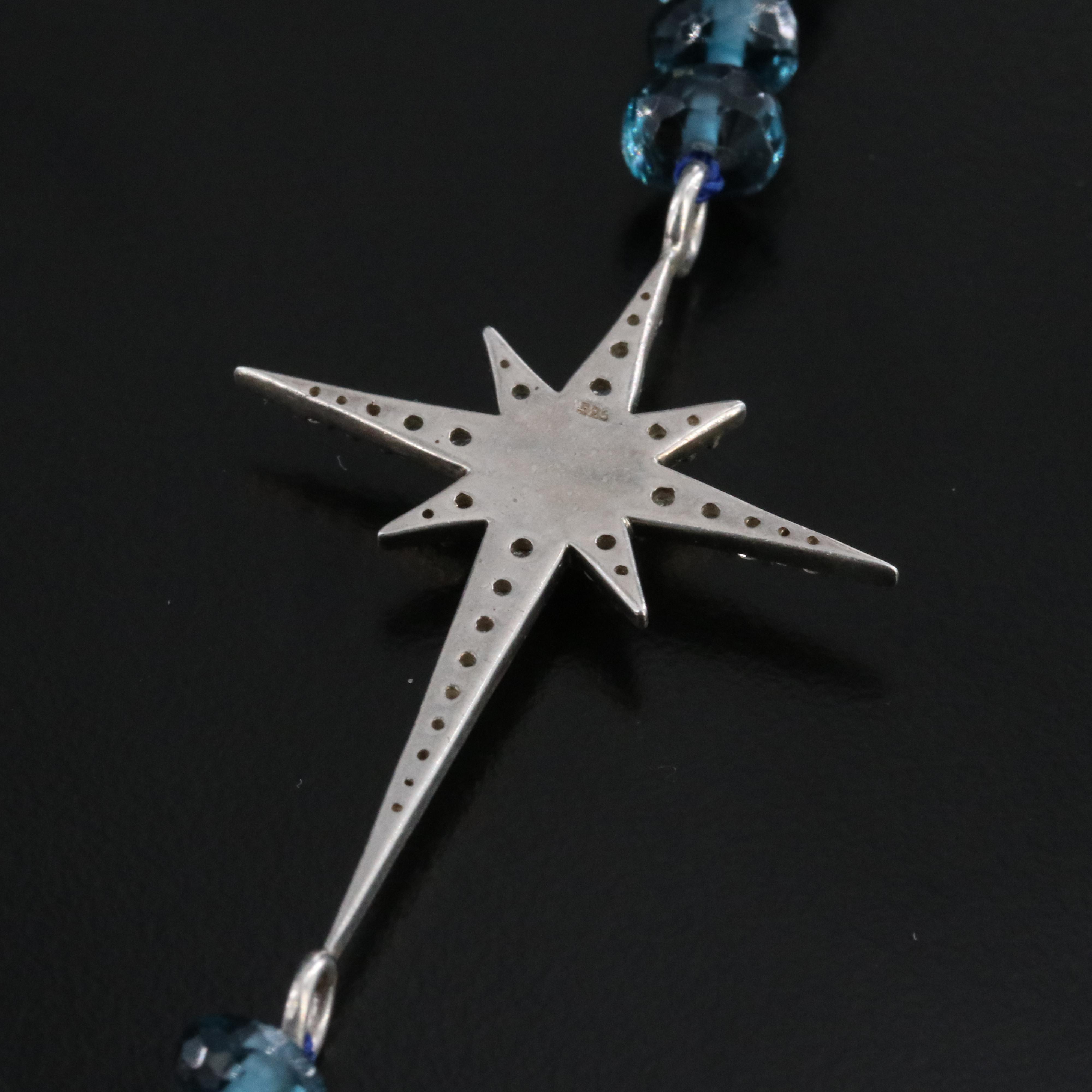 Sheryl Lowe Sterling London Blue Topaz and Diamond Star Necklace