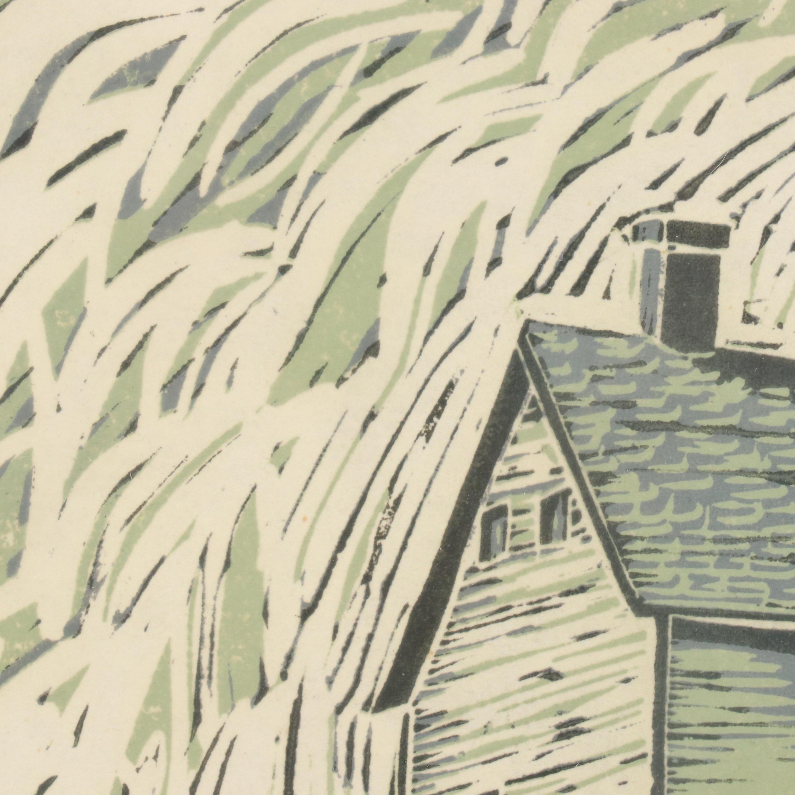 Elizabeth "Betty" Richards Modern Relief Print "Chalk Hill House"