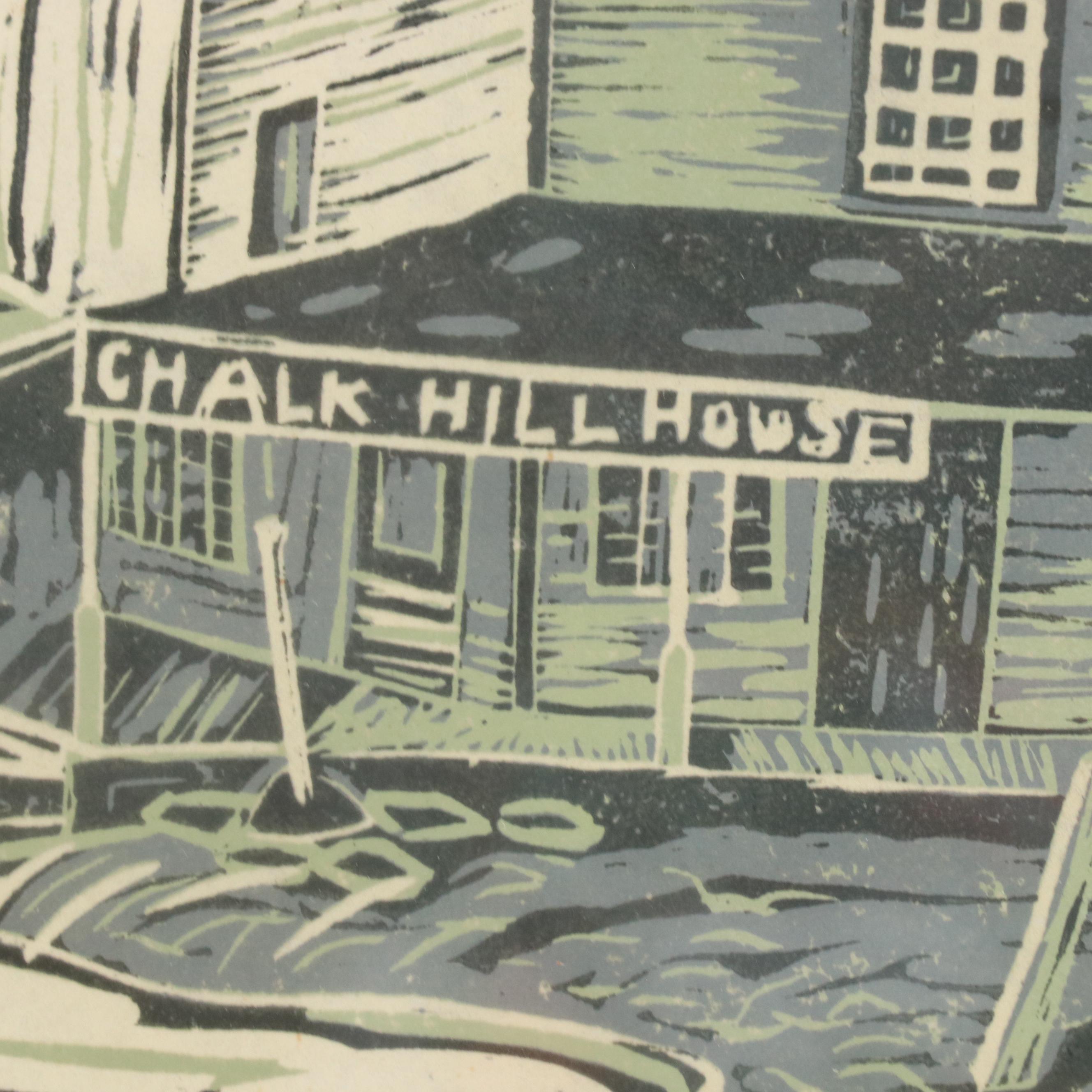 Elizabeth "Betty" Richards Modern Relief Print "Chalk Hill House"