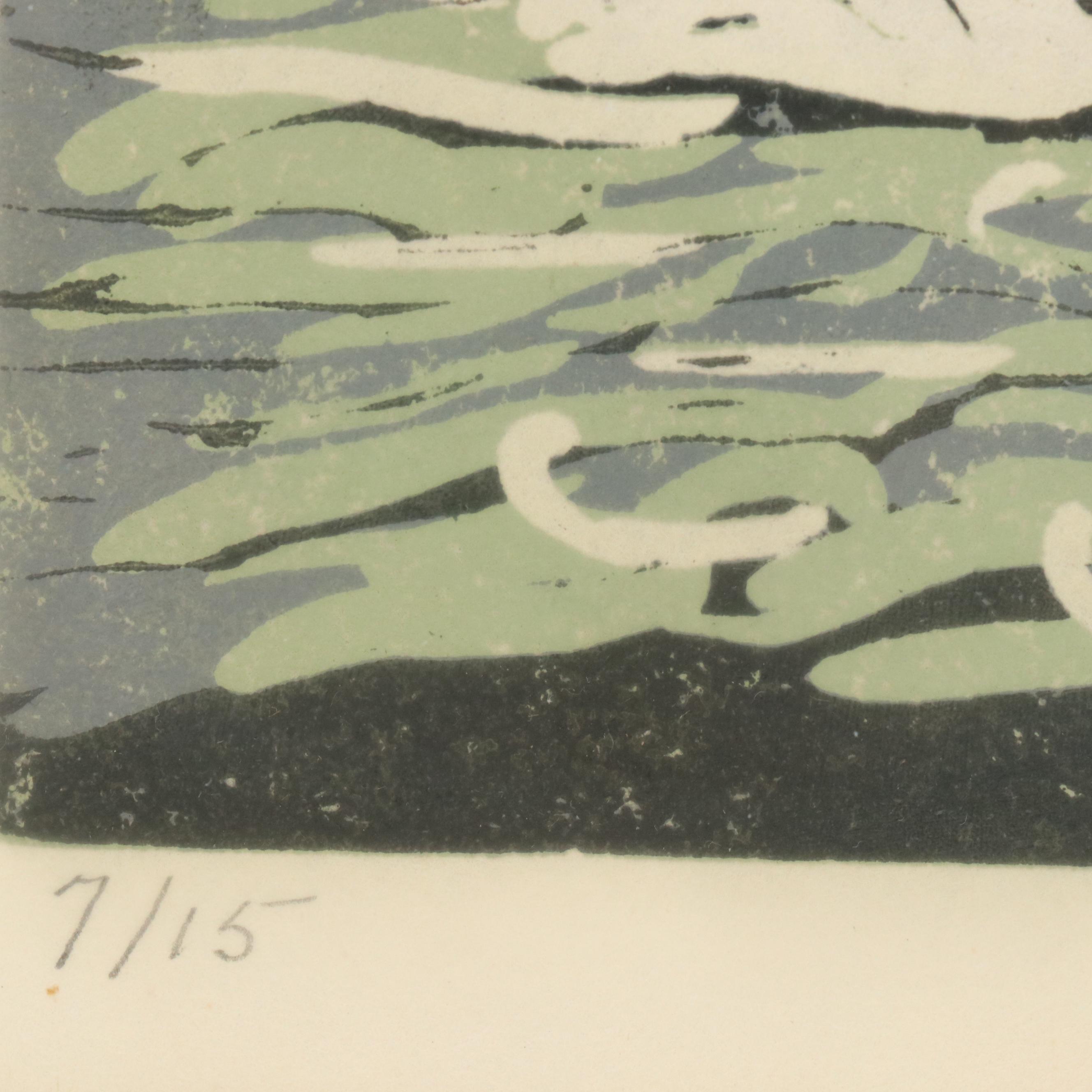 Elizabeth "Betty" Richards Modern Relief Print "Chalk Hill House"