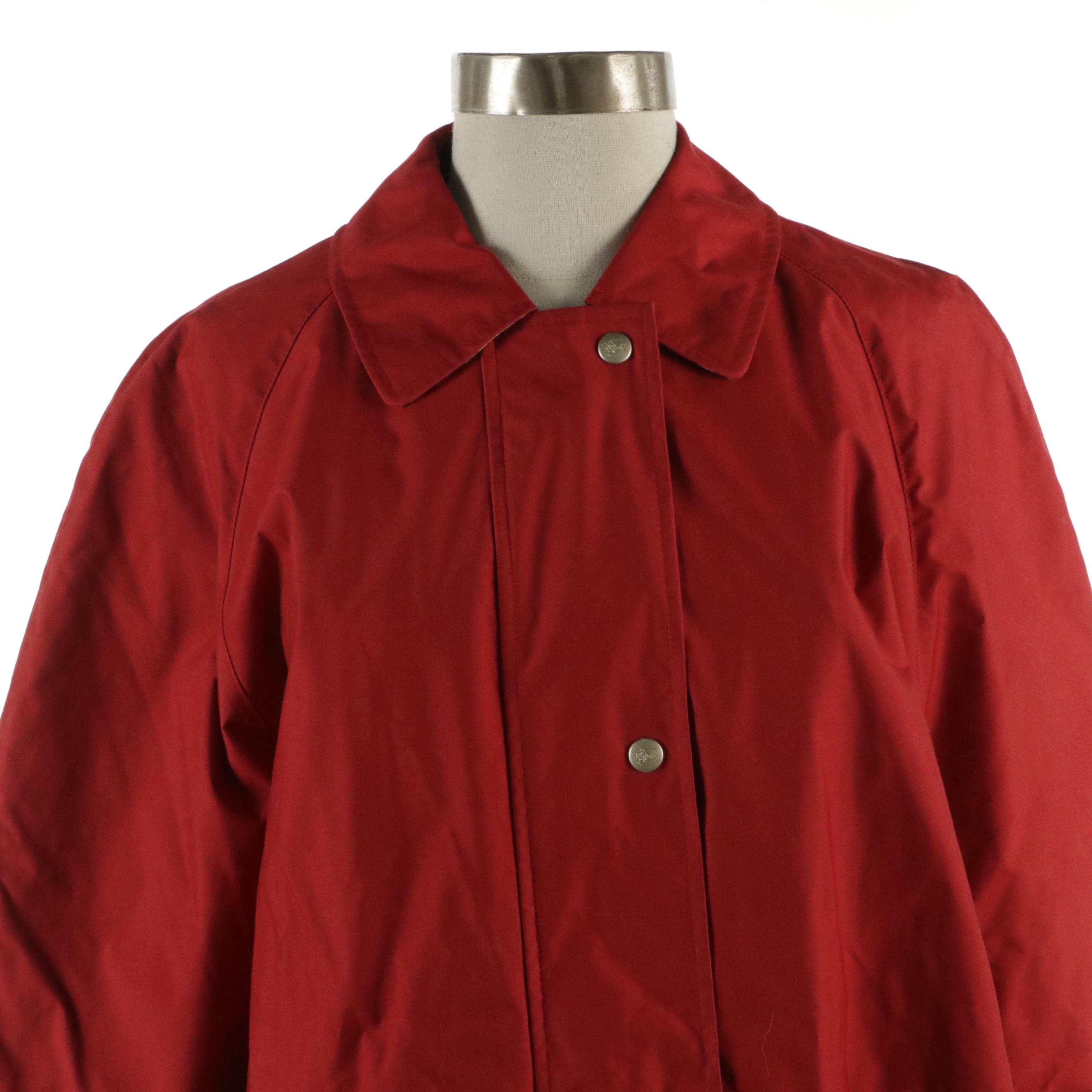 Burberry Red  Nylon Zip Jacket with House Check Lining and Cuffs