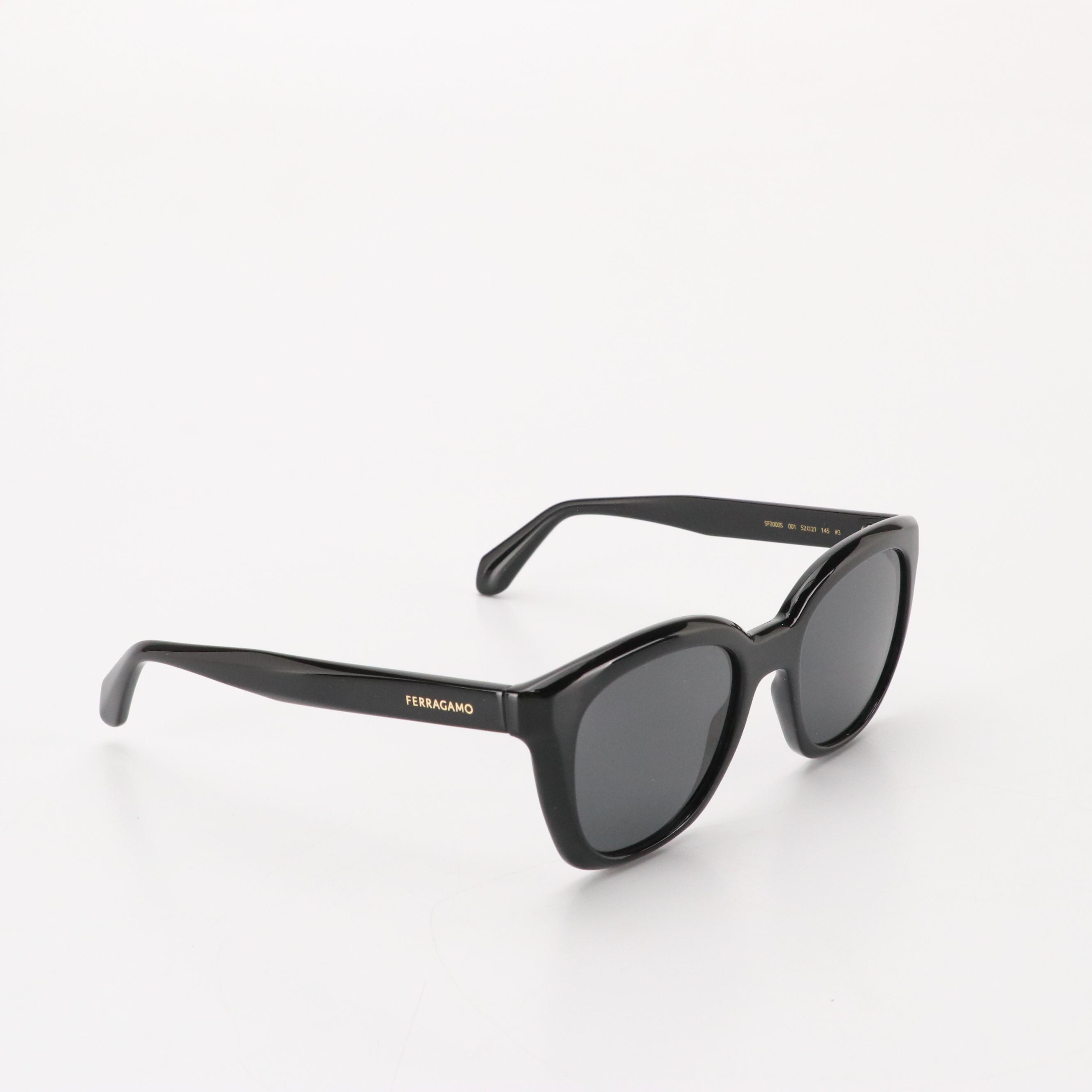 Salvatore Ferragamo SF2000S Black Cat Eye Sunglasses with Case and Box