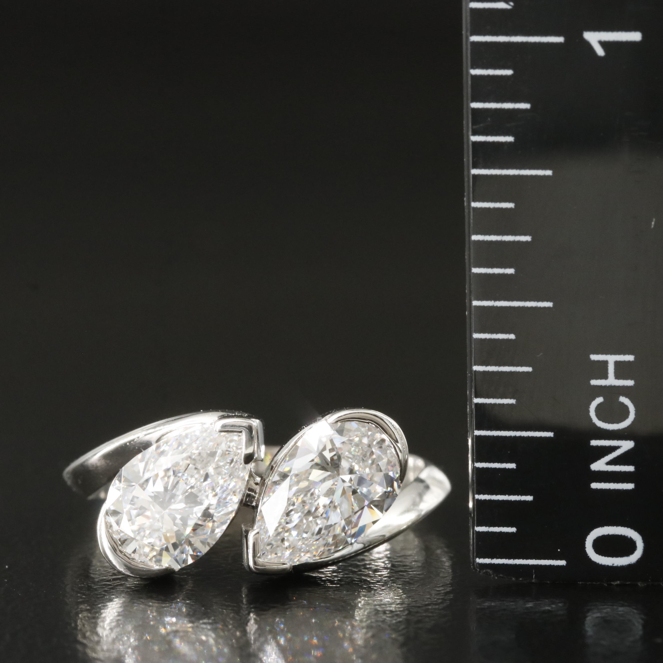 Platinum 2.01 CTW Lab Grown Diamond Toi et Moi Ring with IGI Reports