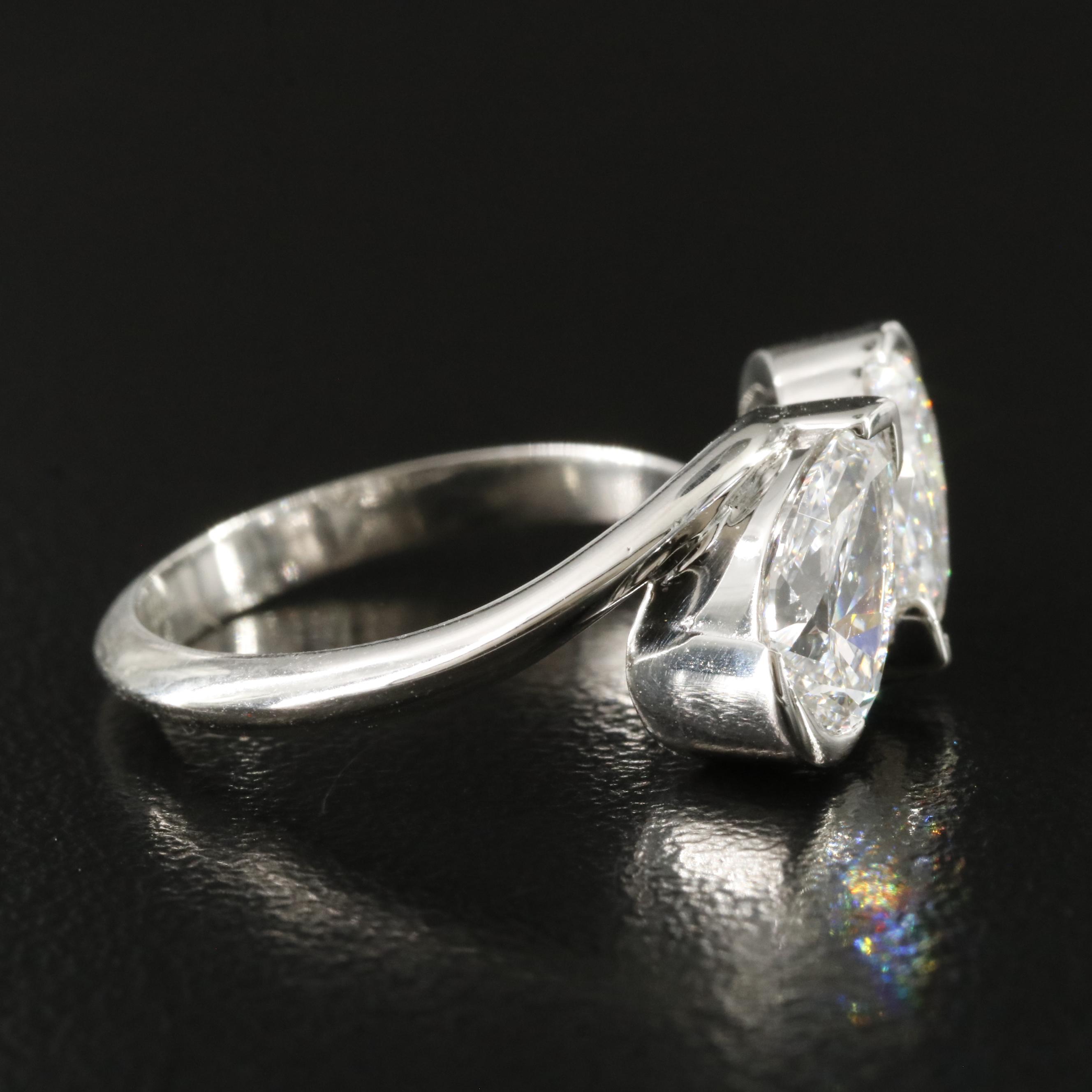 Platinum 2.01 CTW Lab Grown Diamond Toi et Moi Ring with IGI Reports