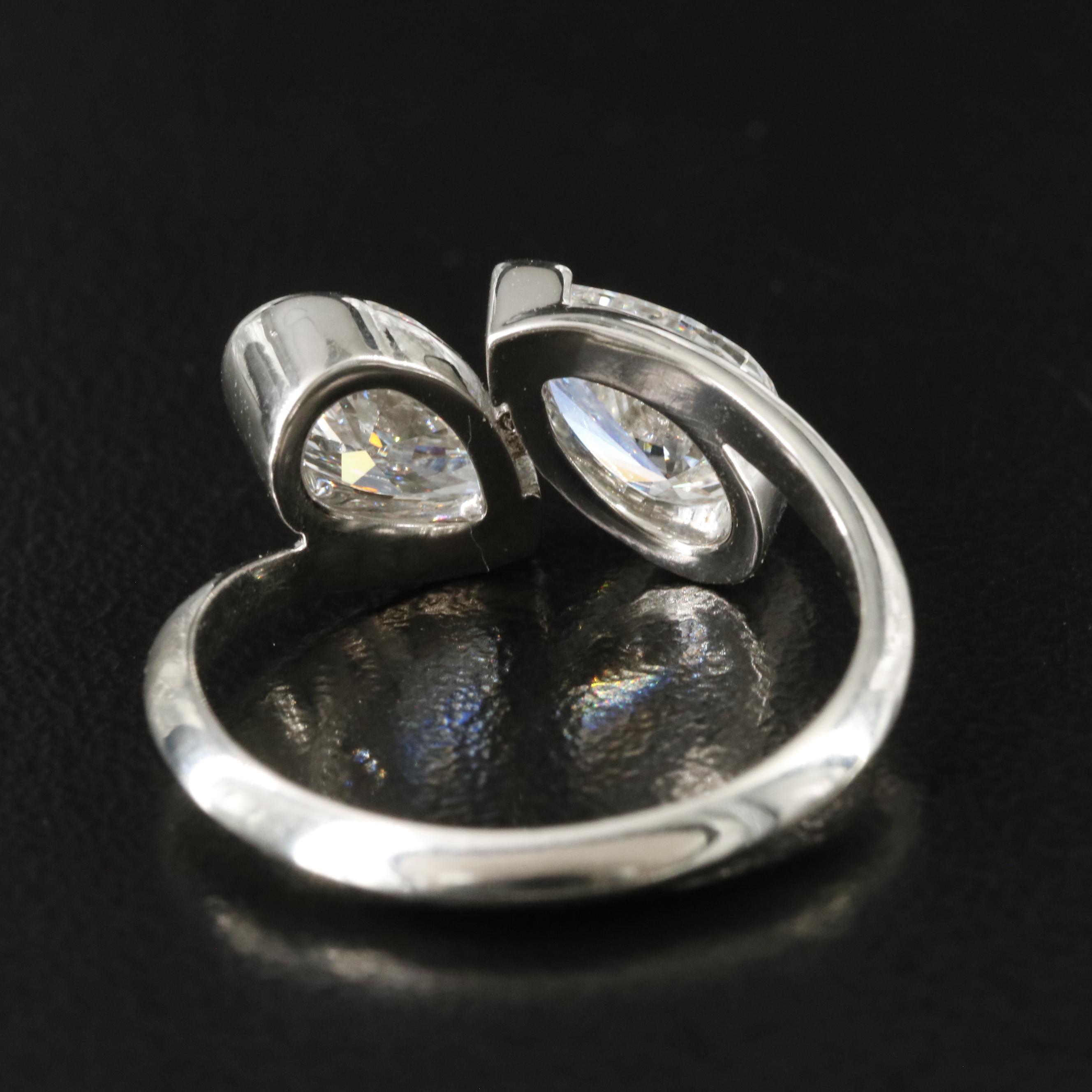 Platinum 2.01 CTW Lab Grown Diamond Toi et Moi Ring with IGI Reports