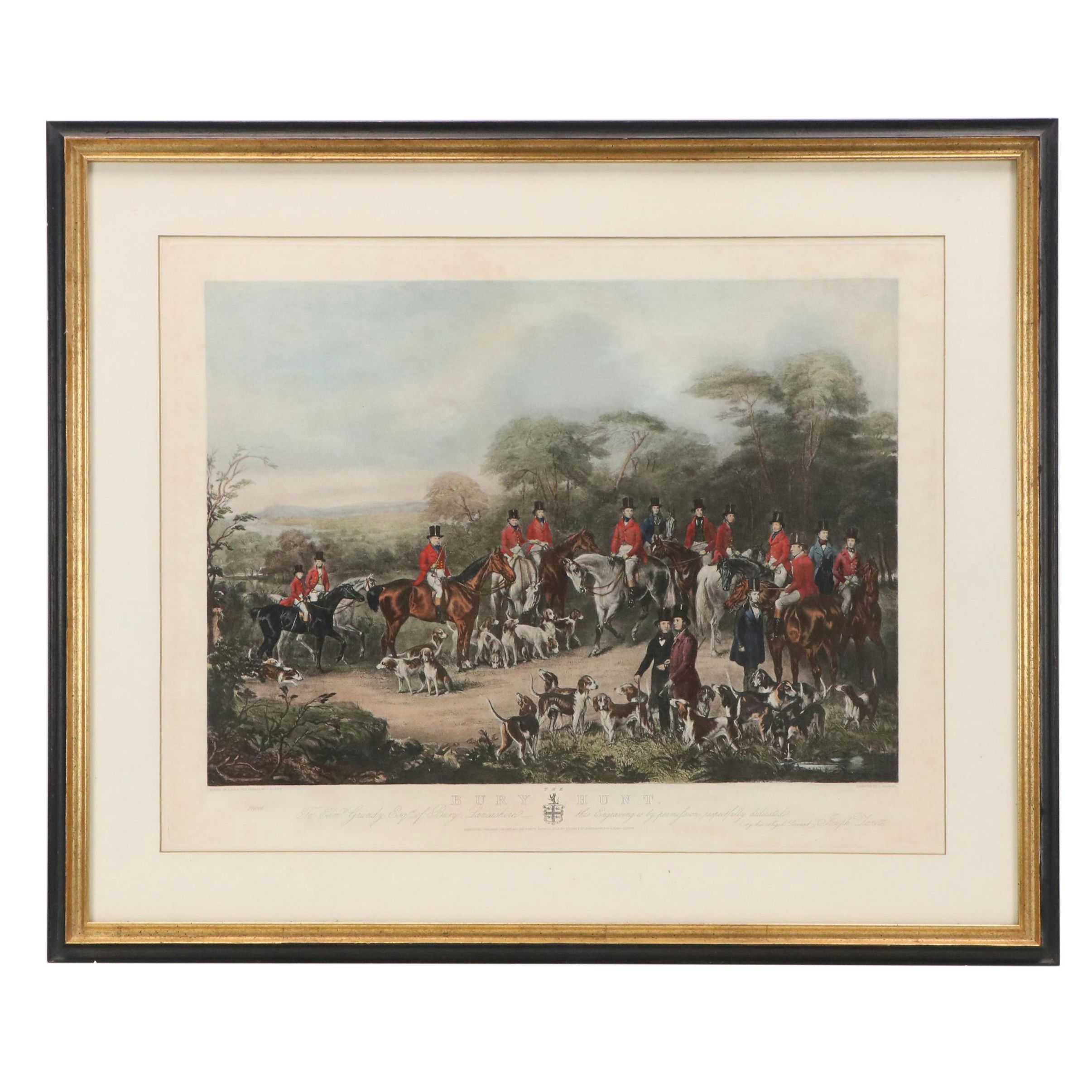 Hunting Genre Hand-Colored Photogravure "The Bury Hunt"