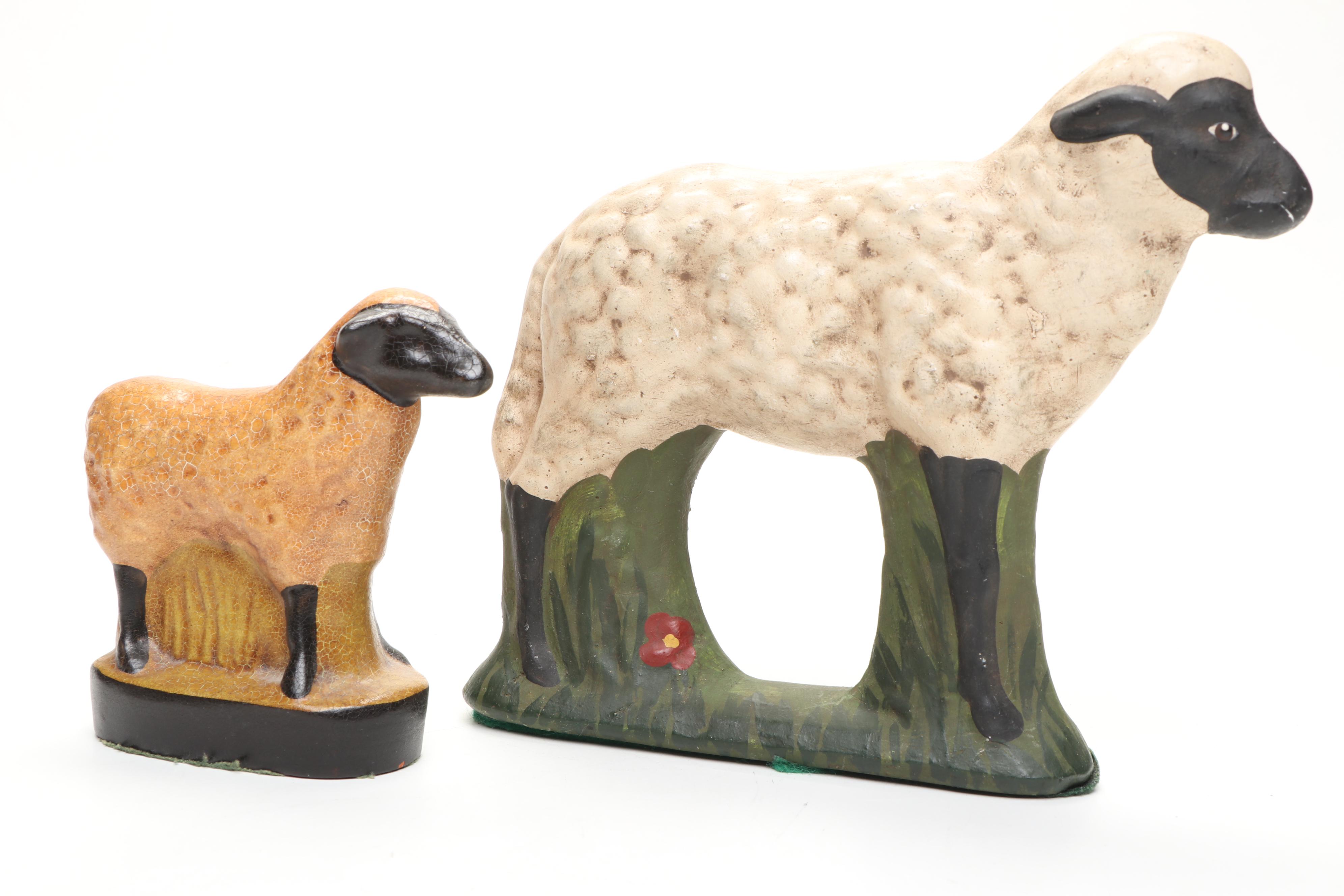 Collection of Ceramic, Cast Iron, and Other Sheep Figurines