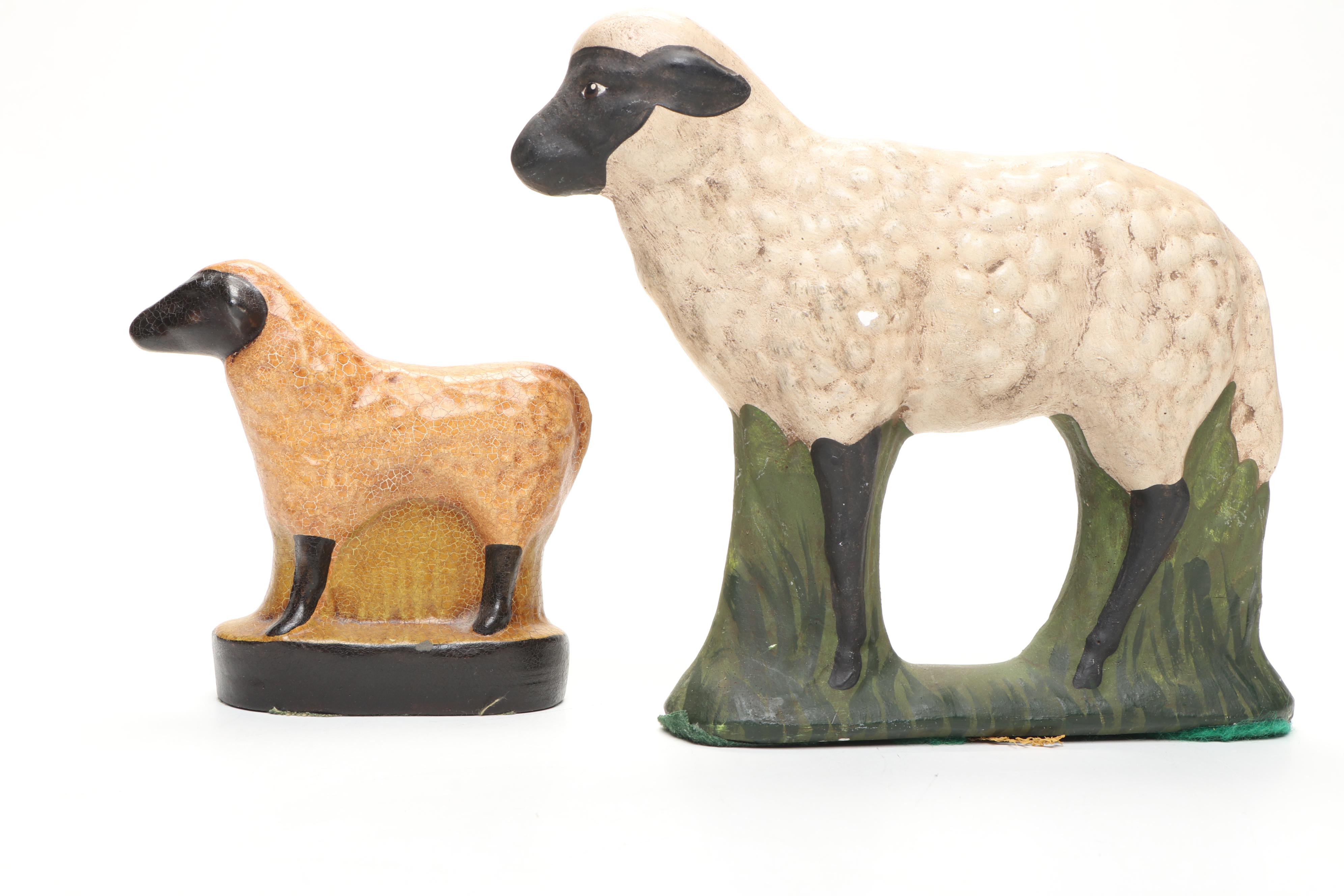 Collection of Ceramic, Cast Iron, and Other Sheep Figurines