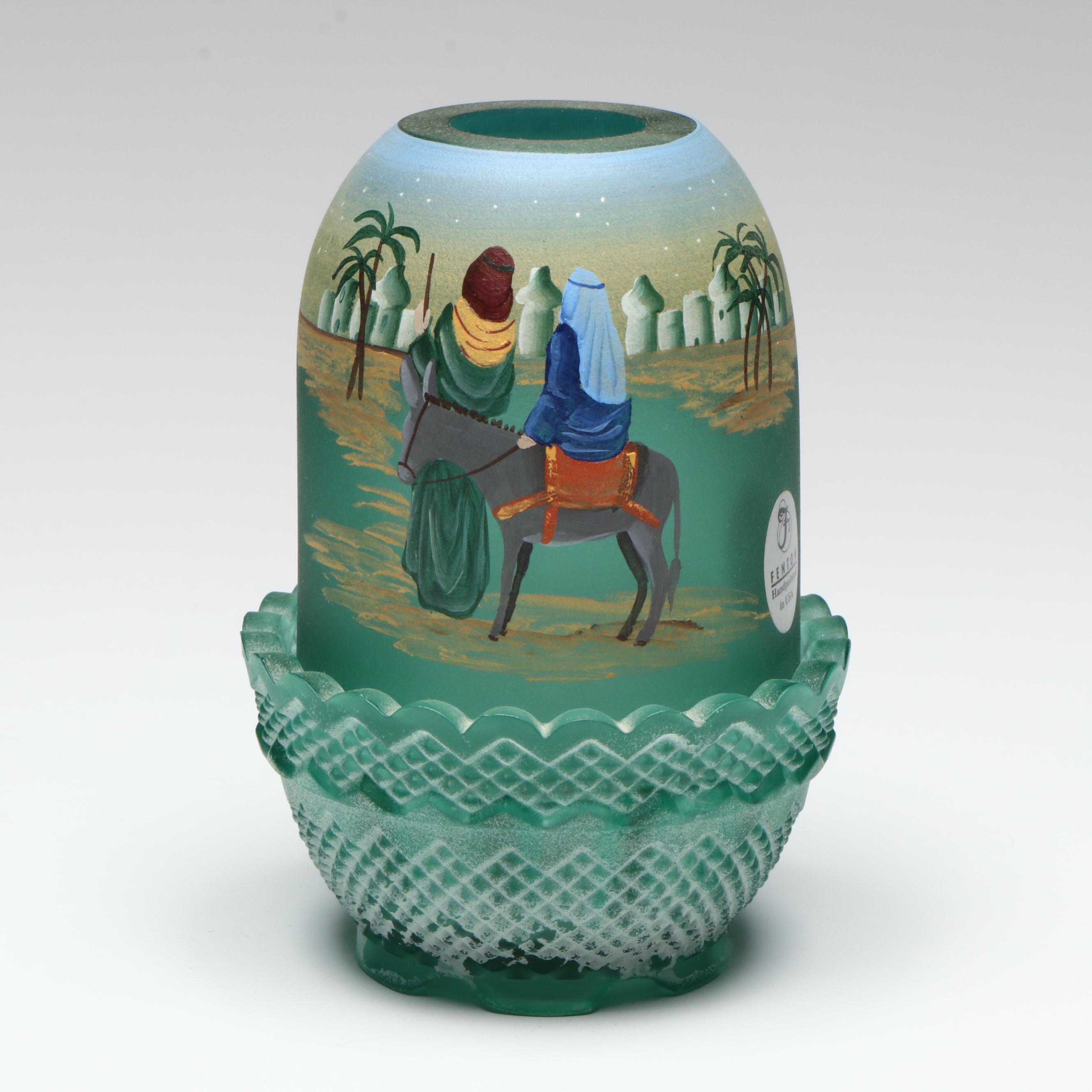 Fenton Hand-Painted Nativity, Samuel Clarke and Other Glass Fairy Lamp