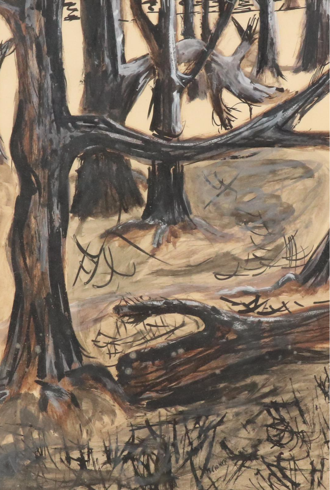 Marge Cramer Forest Landscape Watercolor Painting, Late 20th Century