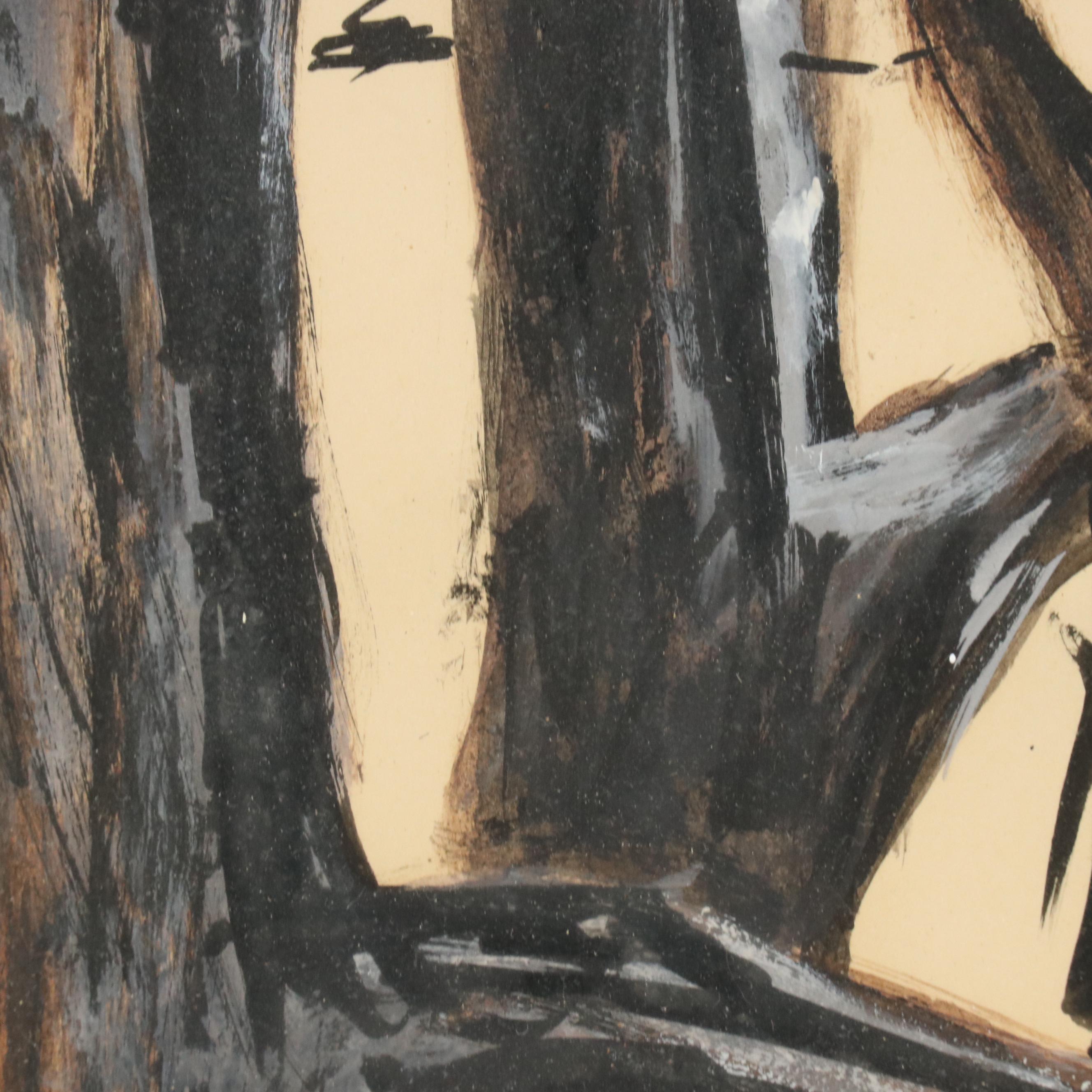 Marge Cramer Forest Landscape Watercolor Painting, Late 20th Century