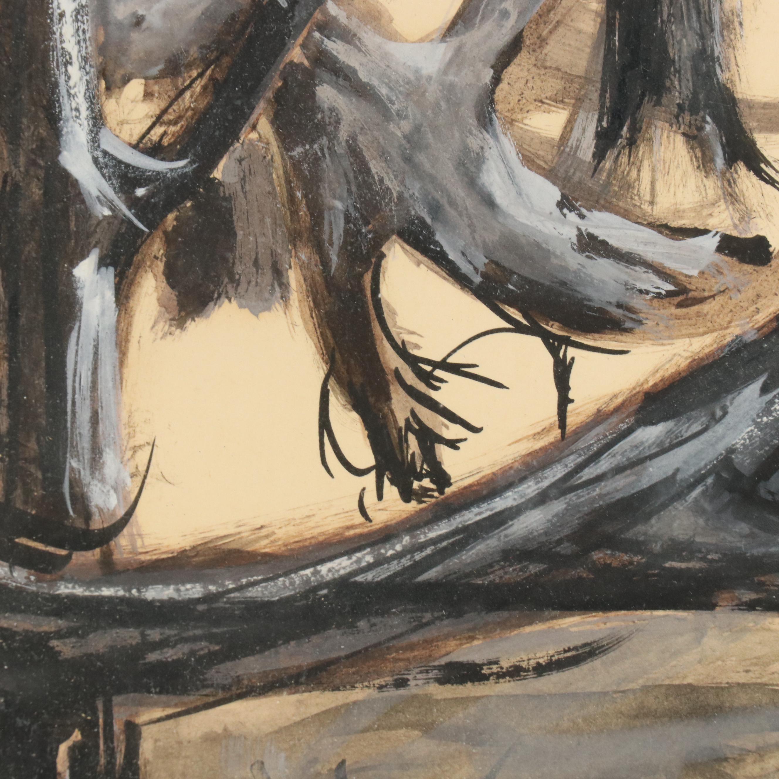 Marge Cramer Forest Landscape Watercolor Painting, Late 20th Century