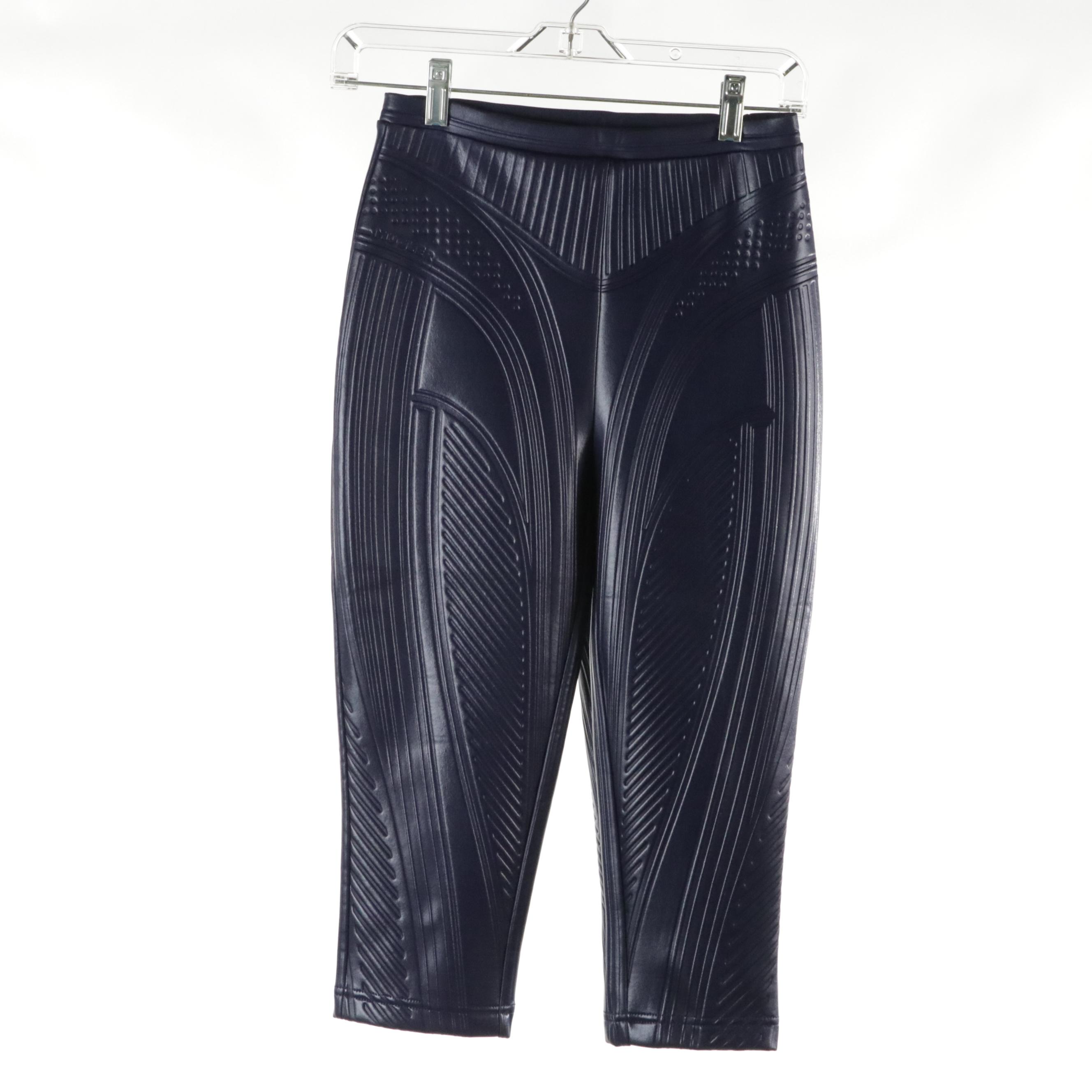 Mugler Purple Debossed Neoprene Bodysuit and Cropped Pants Two-Piece Set