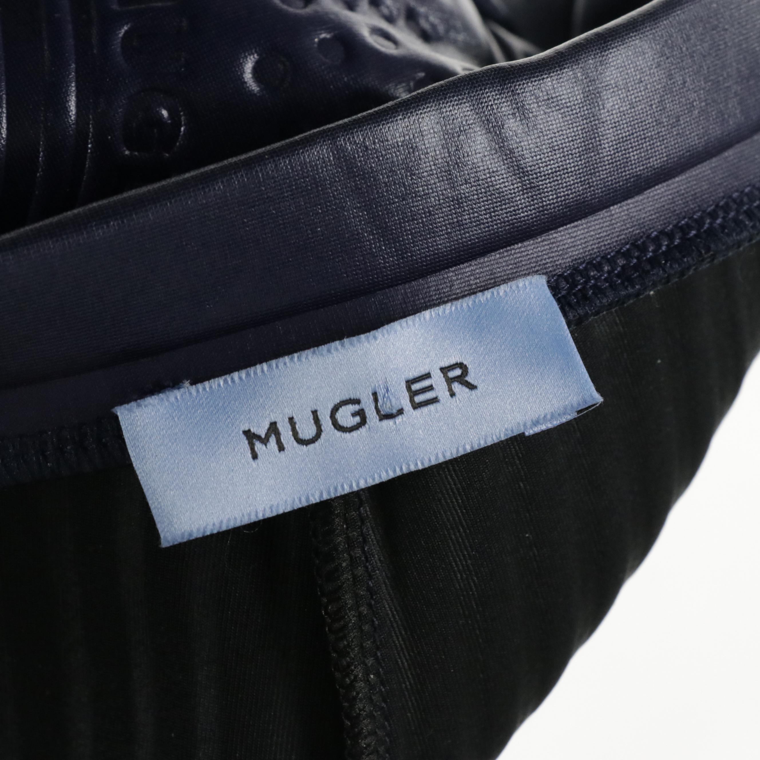 Mugler Purple Debossed Neoprene Bodysuit and Cropped Pants Two-Piece Set