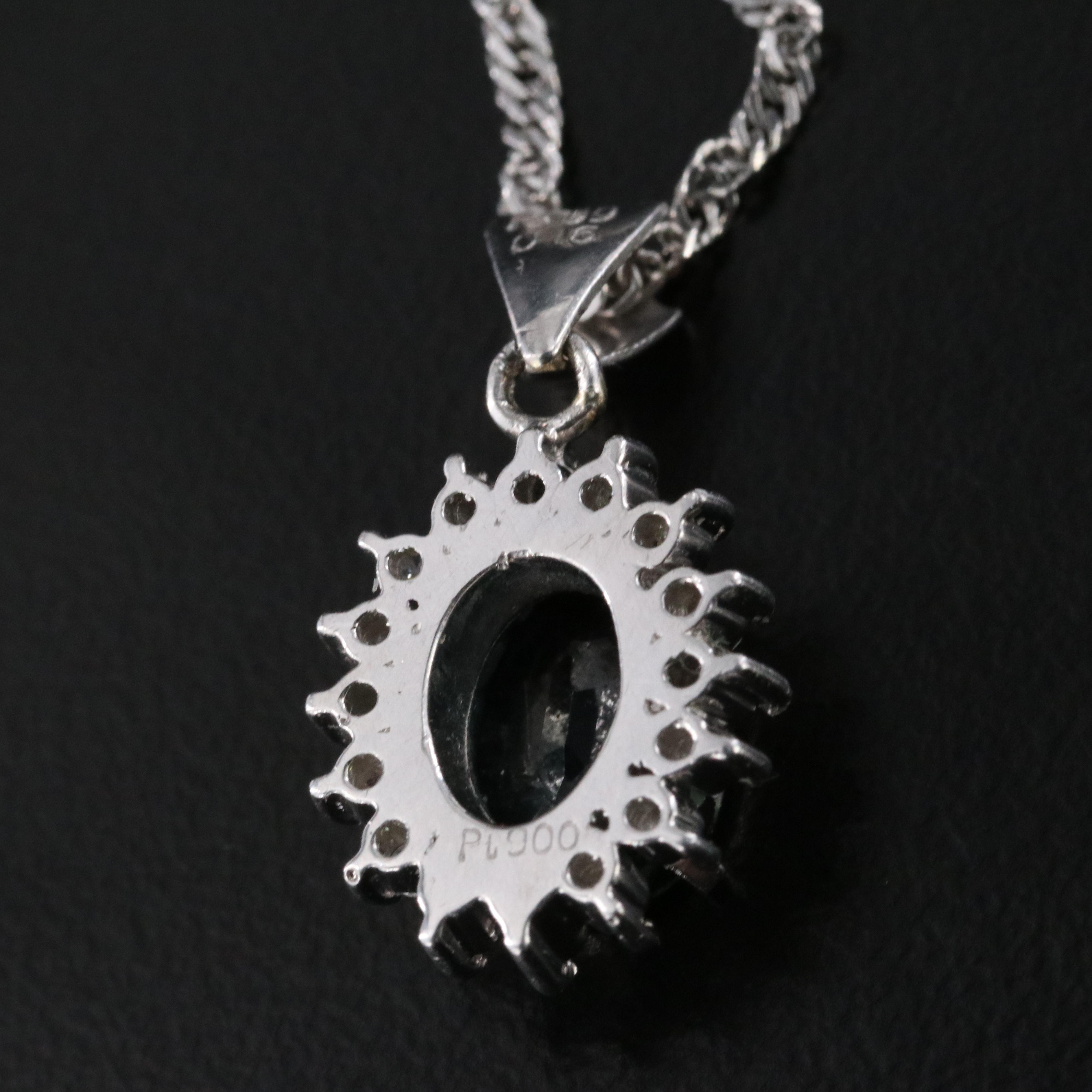 Platinum 1.05 CT Sapphire and Diamond Pendant Necklace