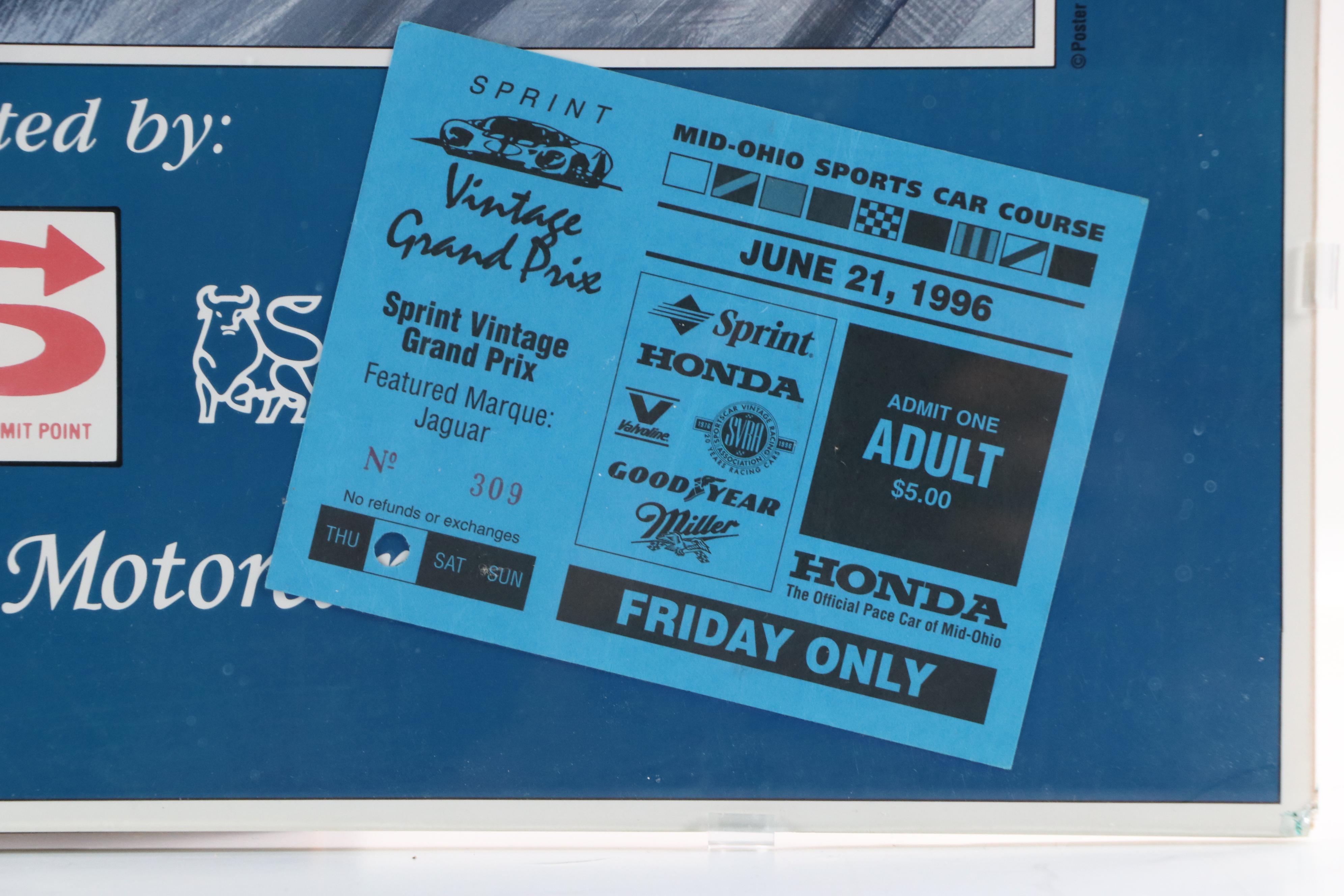 Jefferson 500 Offset Lithograph After A. Buttrick with Event Ticket, 1996