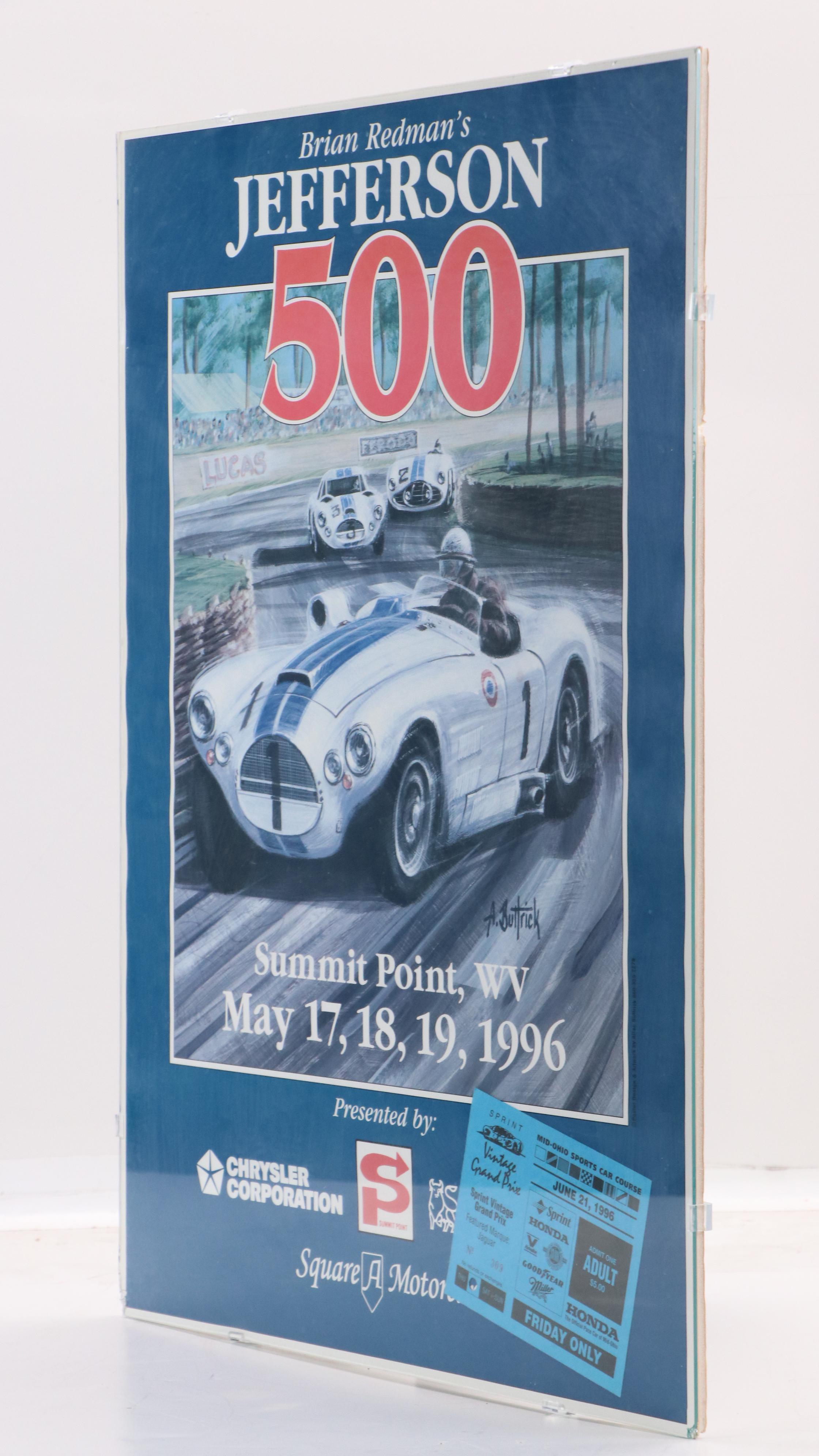 Jefferson 500 Offset Lithograph After A. Buttrick with Event Ticket, 1996