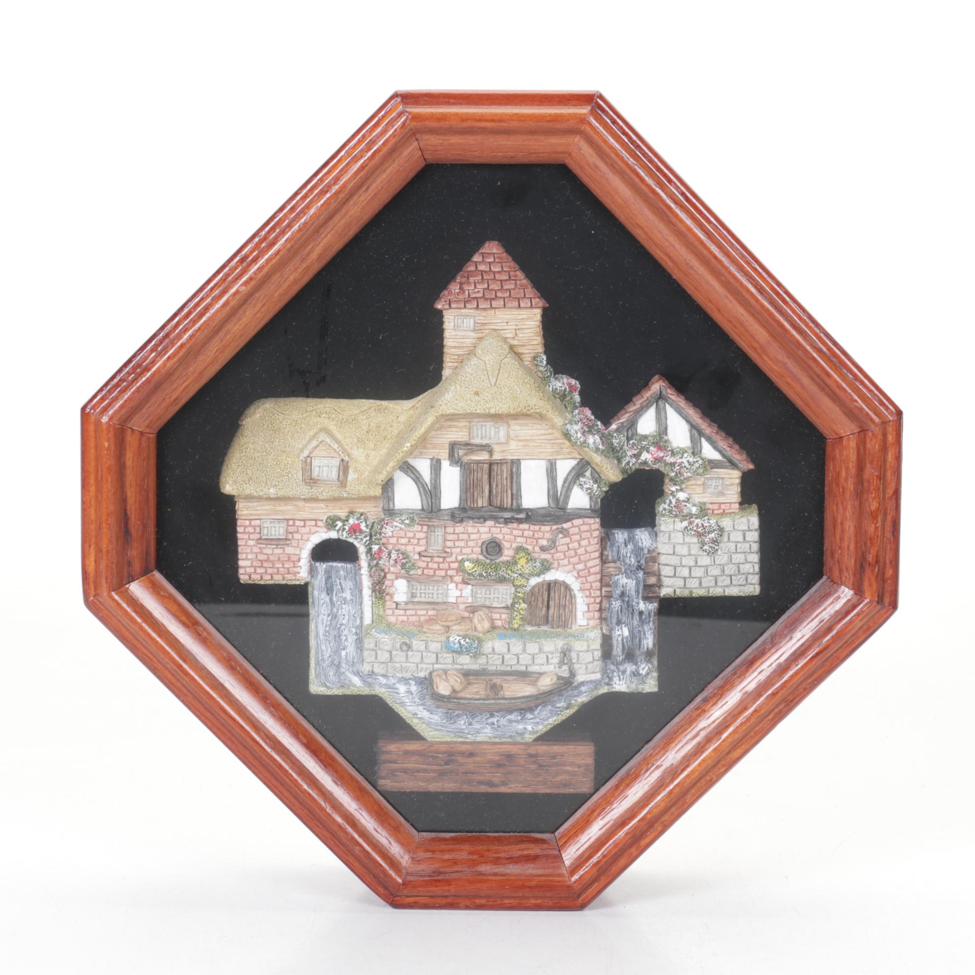 Two Shadow Box Framed David Winter Cottages and Collector's Guild Index Cards