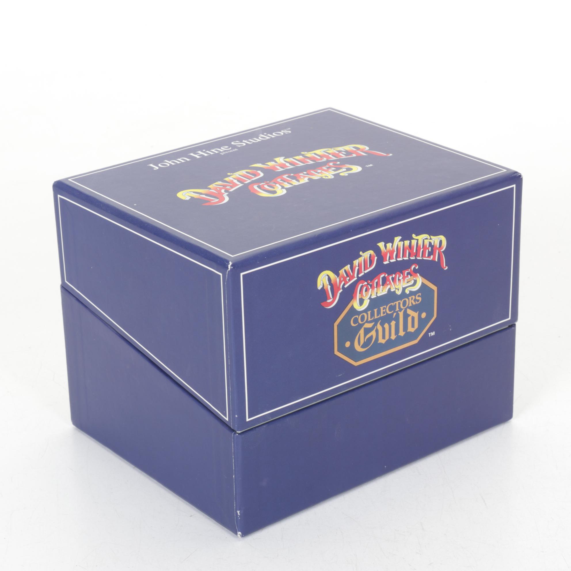 Two Shadow Box Framed David Winter Cottages and Collector's Guild Index Cards