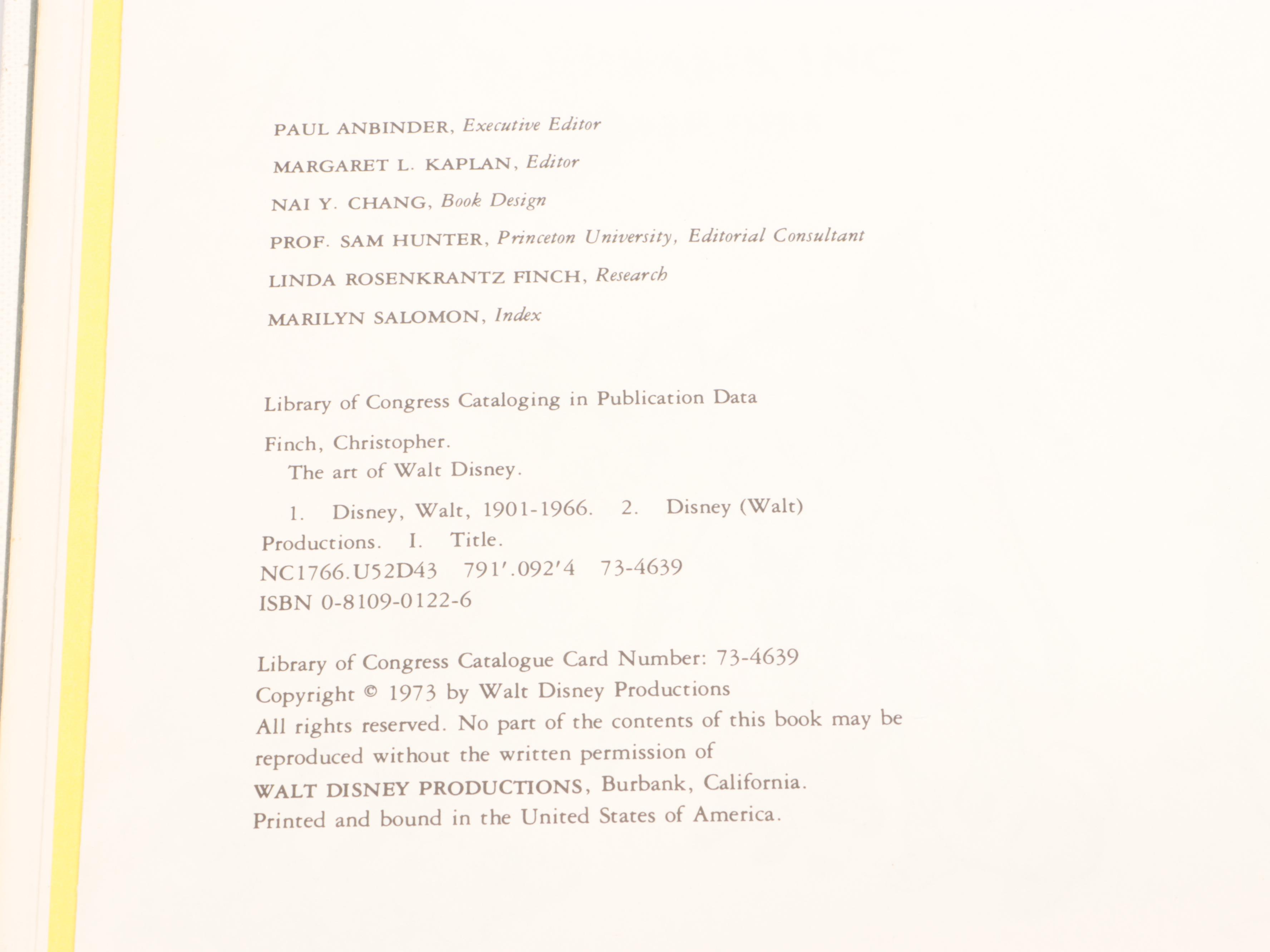 First Edition "The Art of Walt Disney" by Christopher Finch, 1973