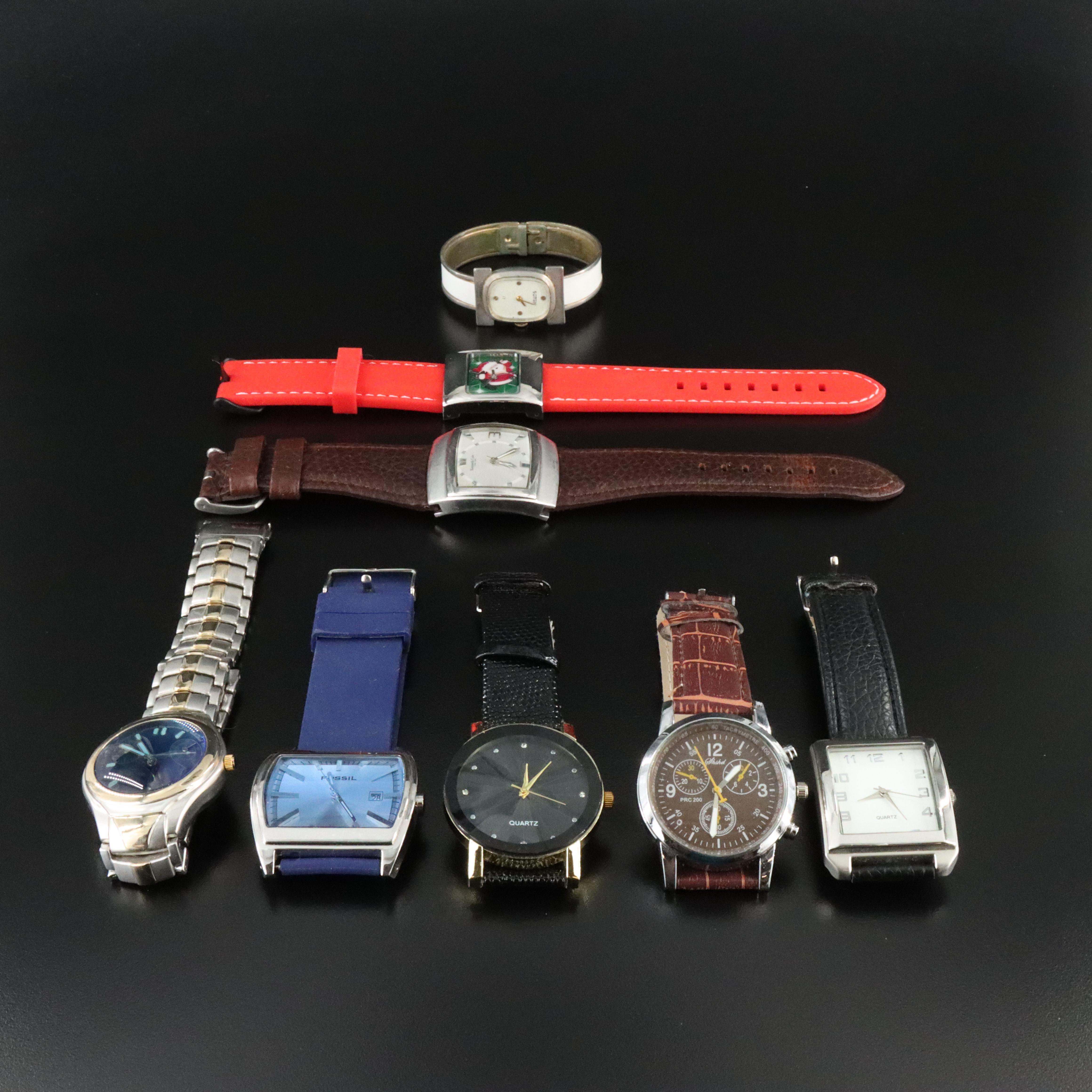 Collection of Quartz and Stem Wind Watches Featuring Fossil