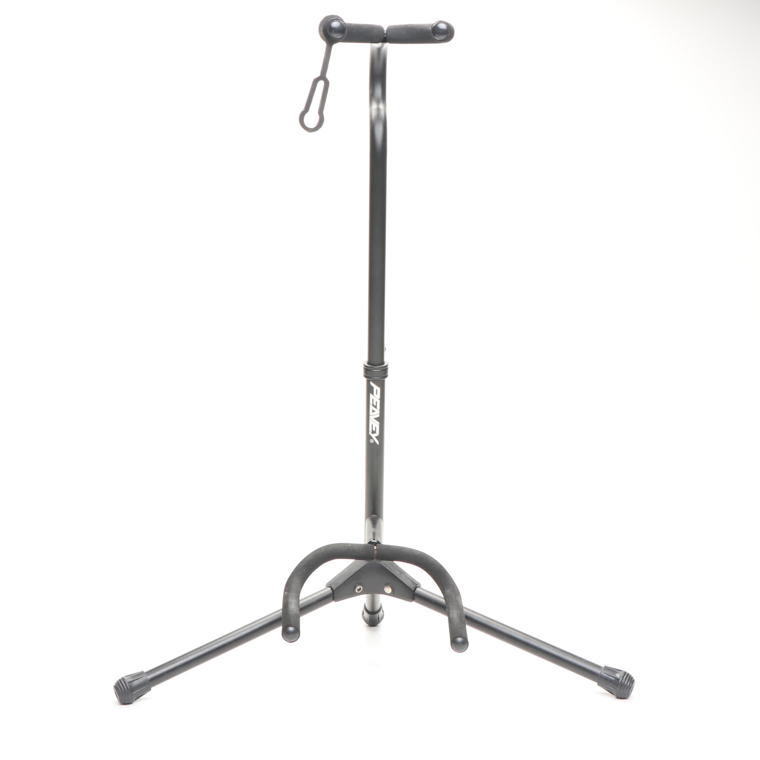 Peavey Guitar Stand with Boss Guitar Pedals, Guitar Strap