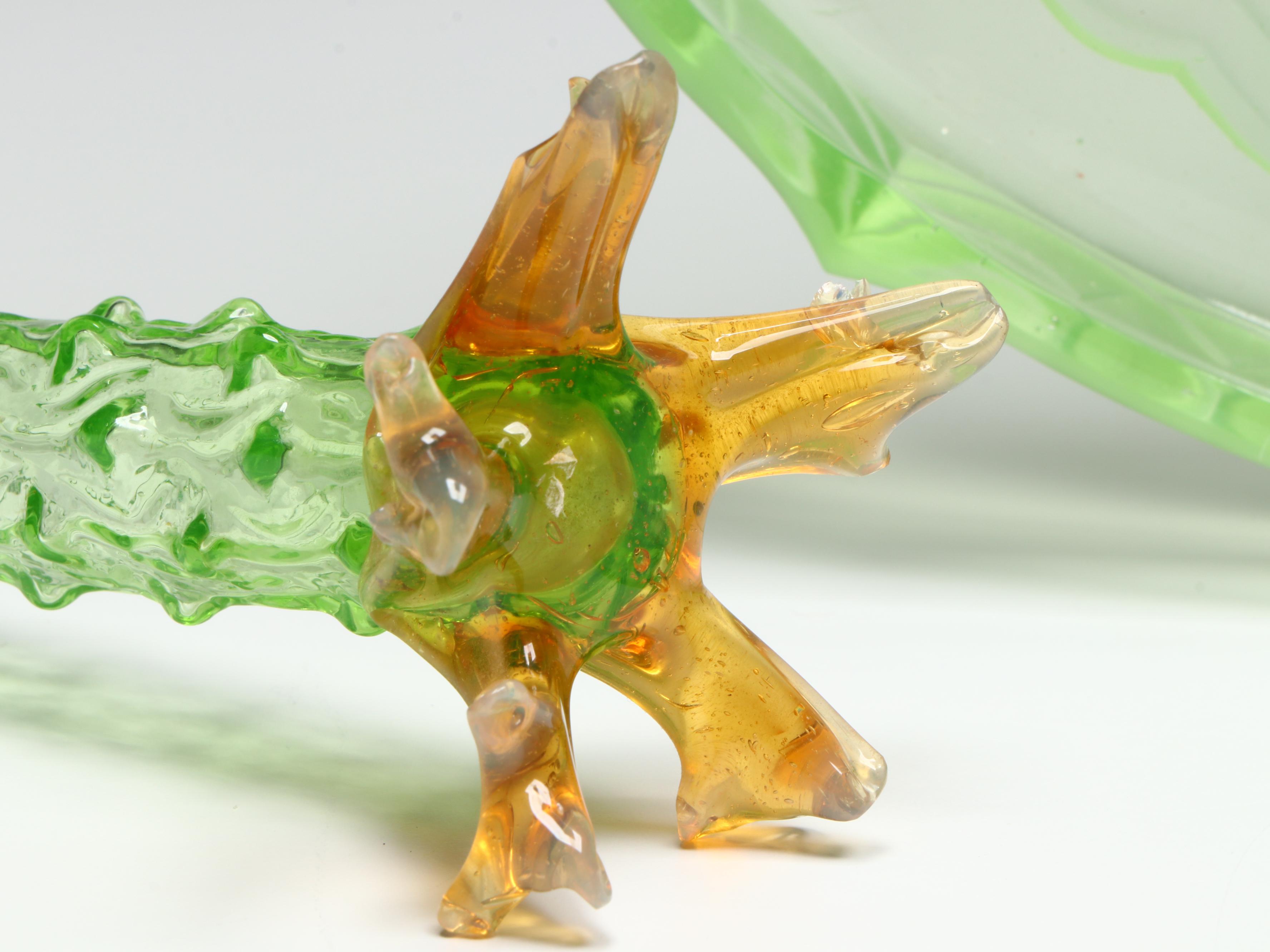 Walther & Sohne "Nymphen" Uranium Glass Vanity Tray with Ice Bucket and Vase