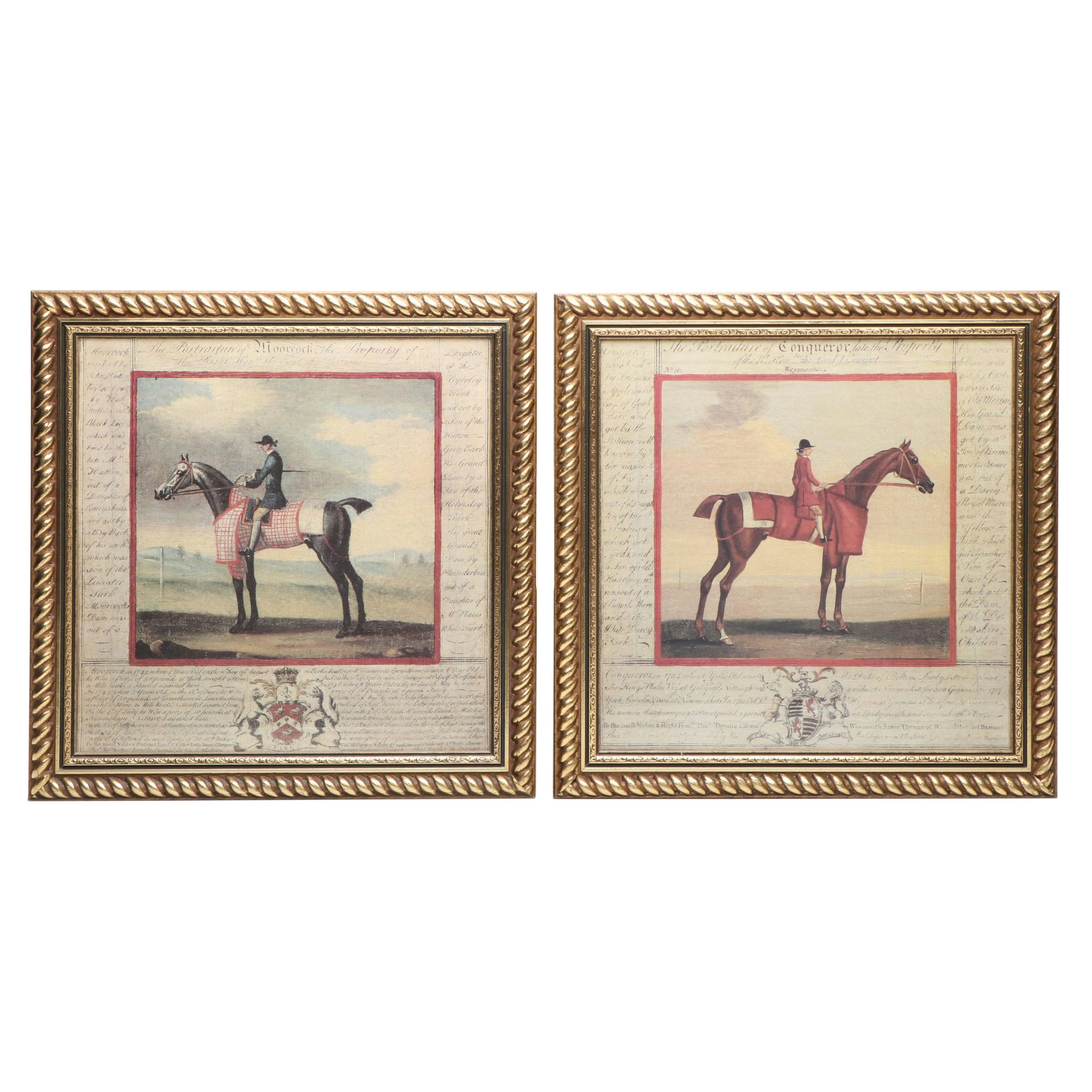 The Bombay Company "Black Horse" and "Roan Horse" Framed Lithographs