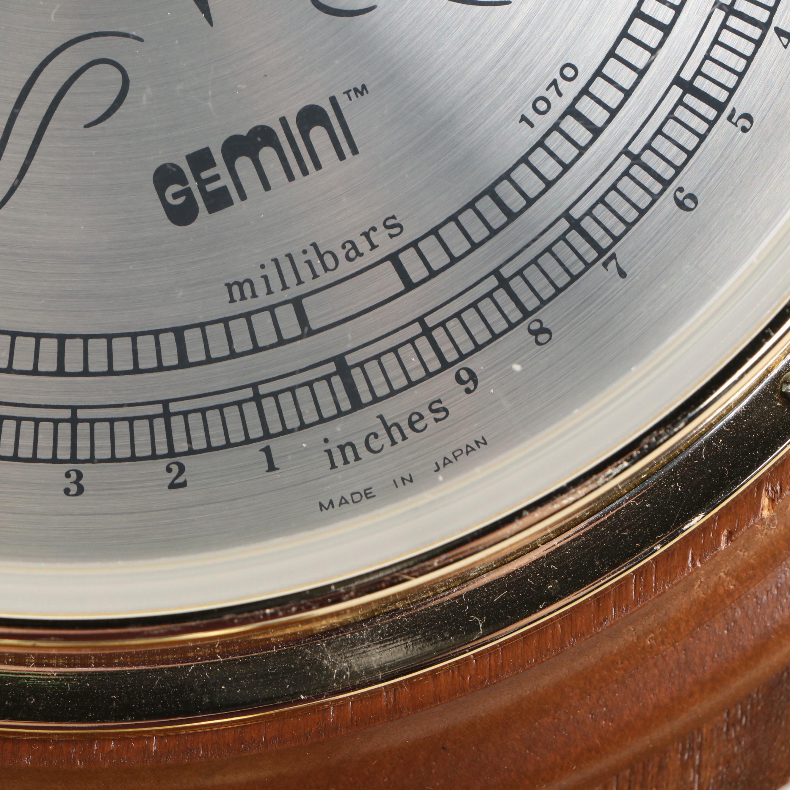 Gemini Federal Style Walnut Finish Banjo Wall Mount Weather Station