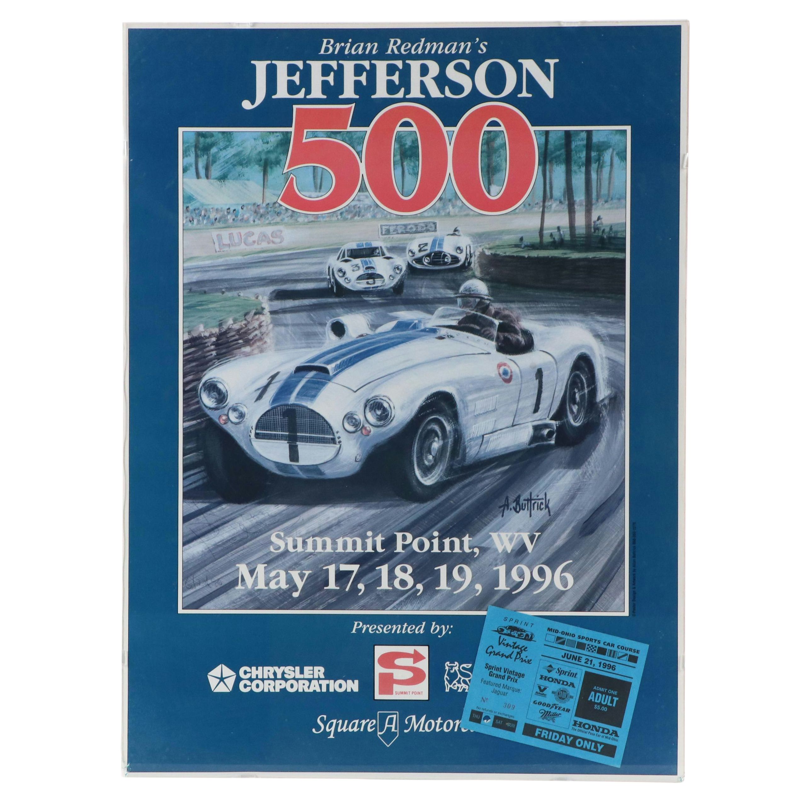 Jefferson 500 Offset Lithograph After A. Buttrick with Event Ticket, 1996