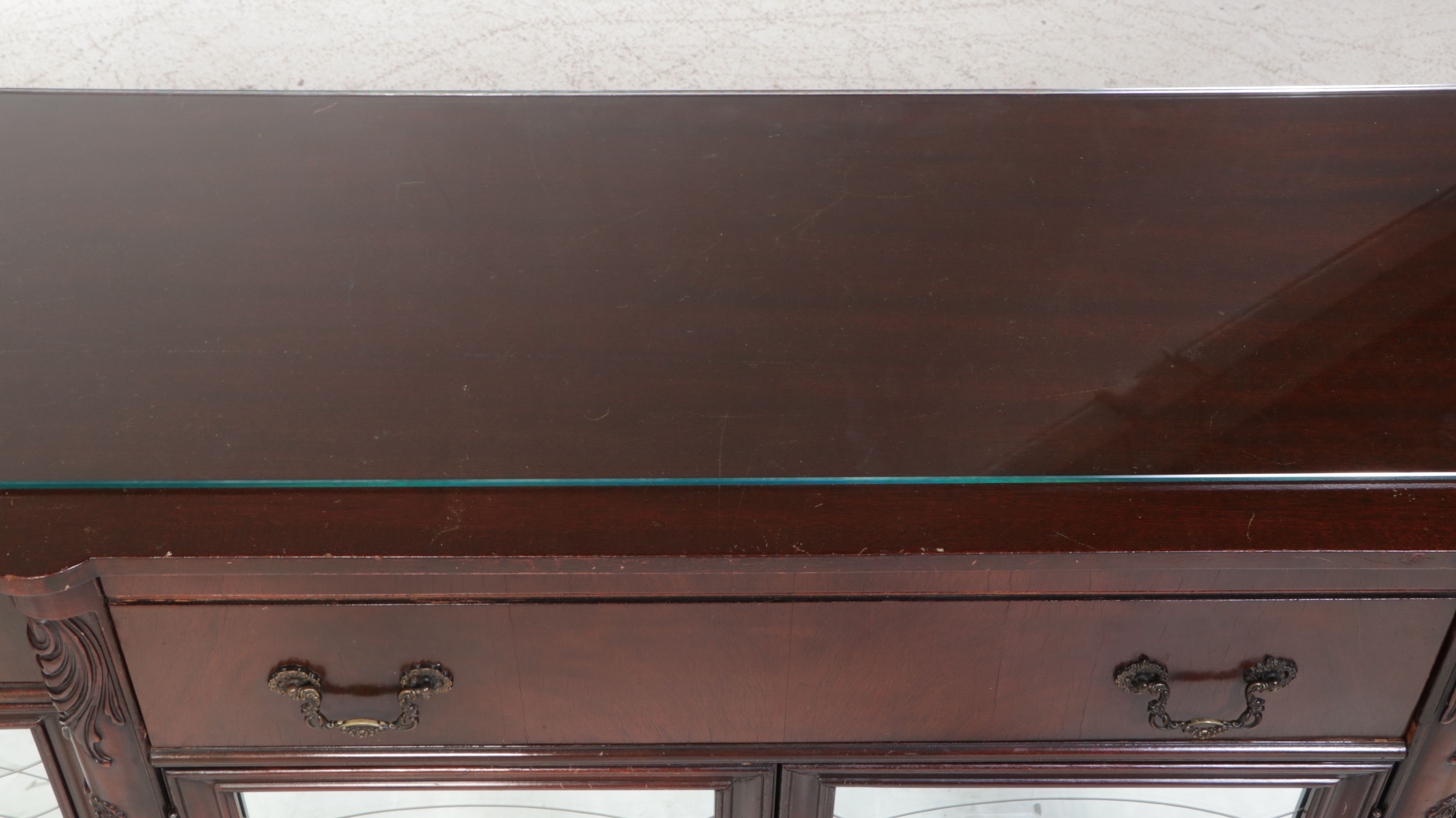 Edwardian Style Mahogany and Etched Glass Credenza, Early to Mid-20th Century