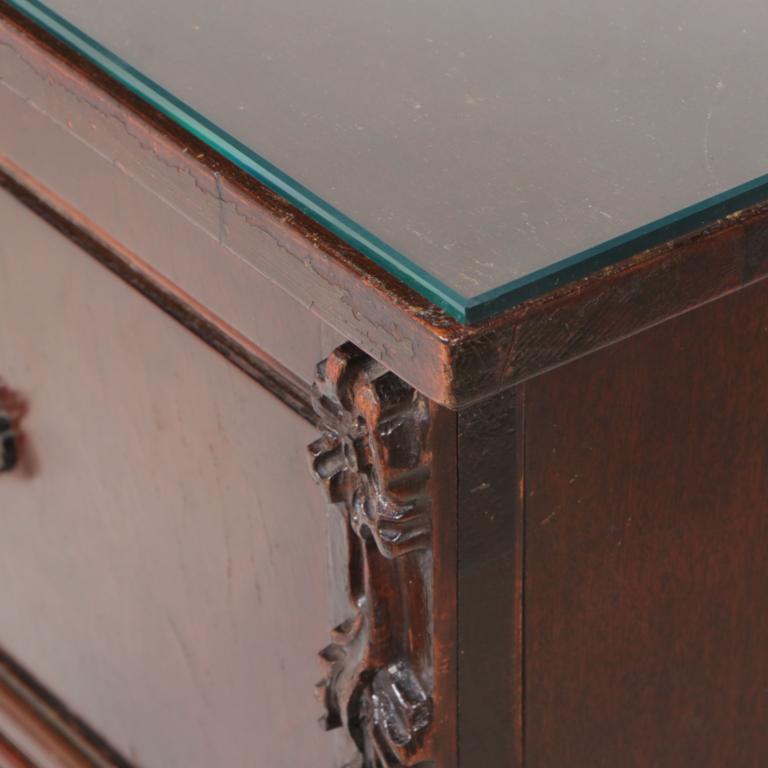 Edwardian Style Mahogany and Etched Glass Credenza, Early to Mid-20th Century