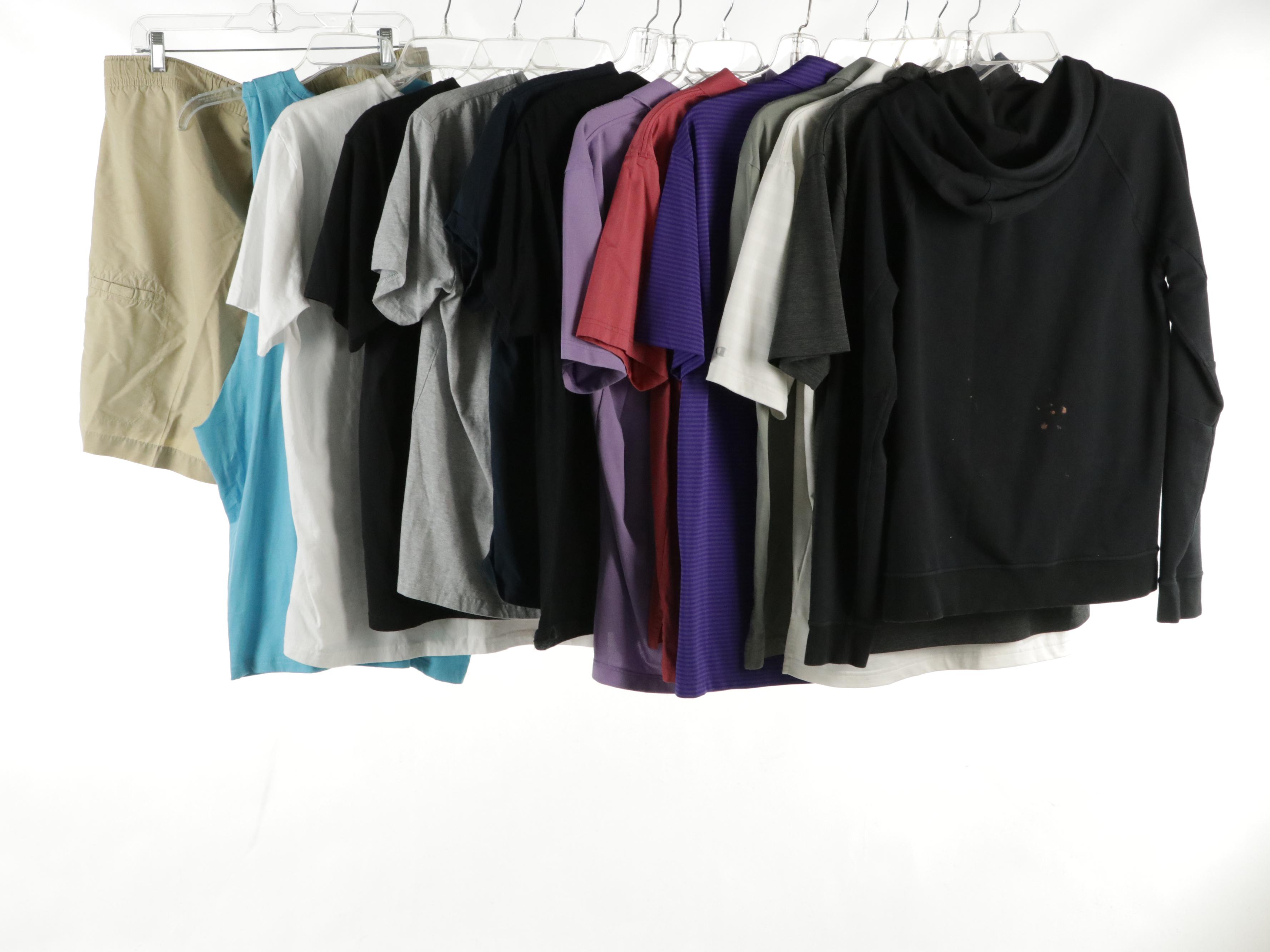 Men's Gymshark T-Shirts, Columbia Hiking Shorts, Peter Millar & More Polo Shirts